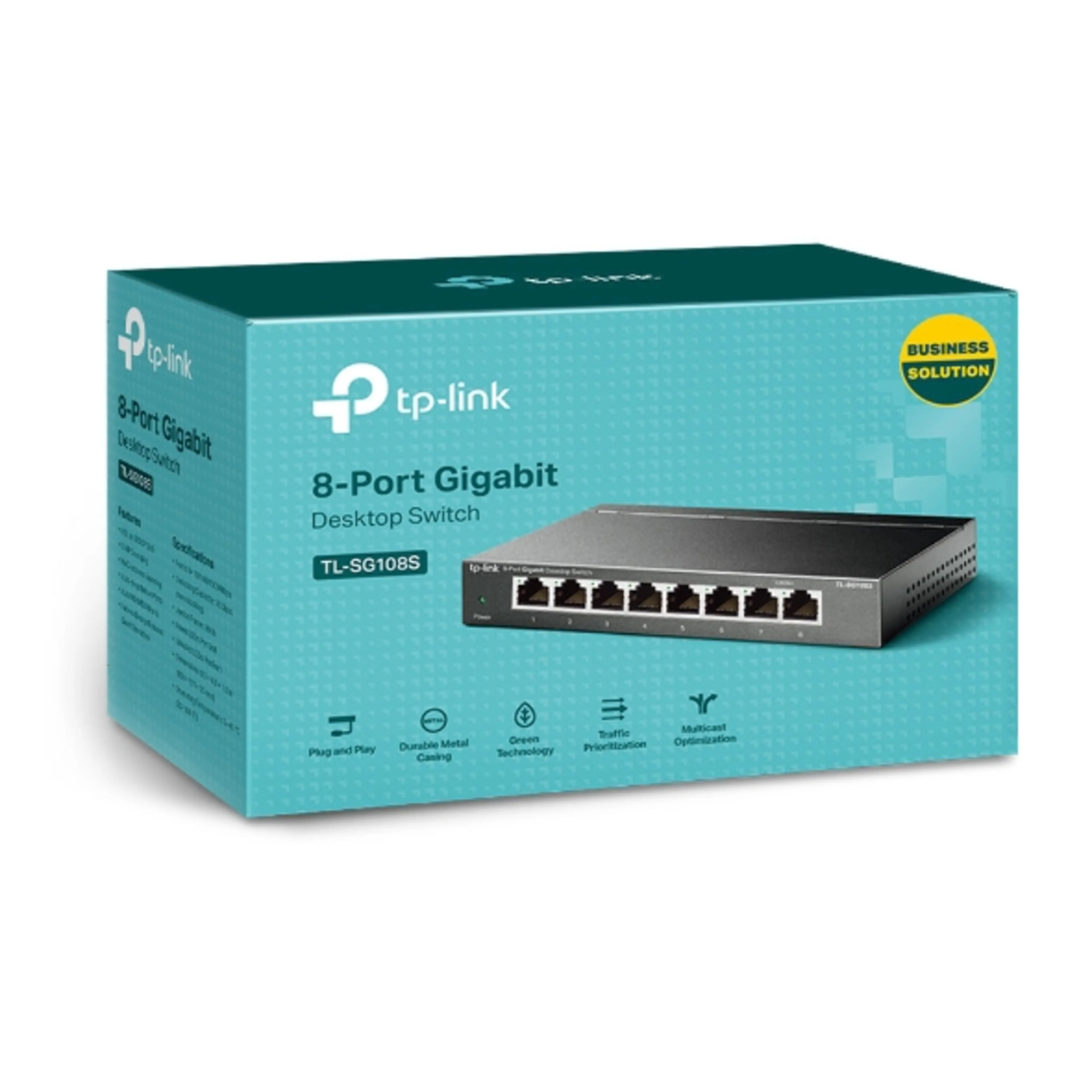 TP-Link Omada TL-SG108S - 8-poorts - 10/100/1000 Mbps - desktop switch - stalen behuizing