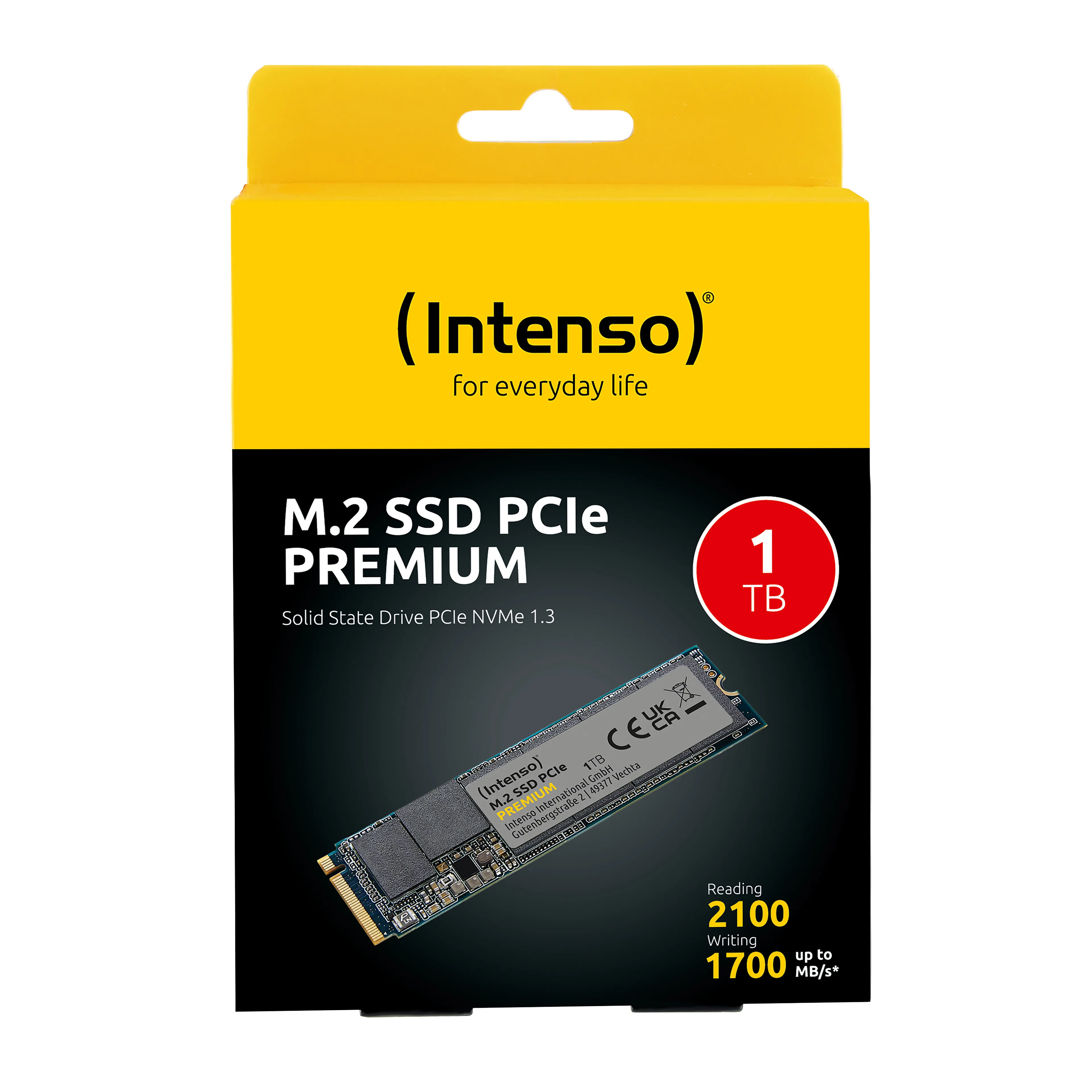 Intenso Premium M.2 PCIe SSD 1TB - NVMe 1.3 - PCIe Gen3x4 - 2100 MB/s leessnelheid