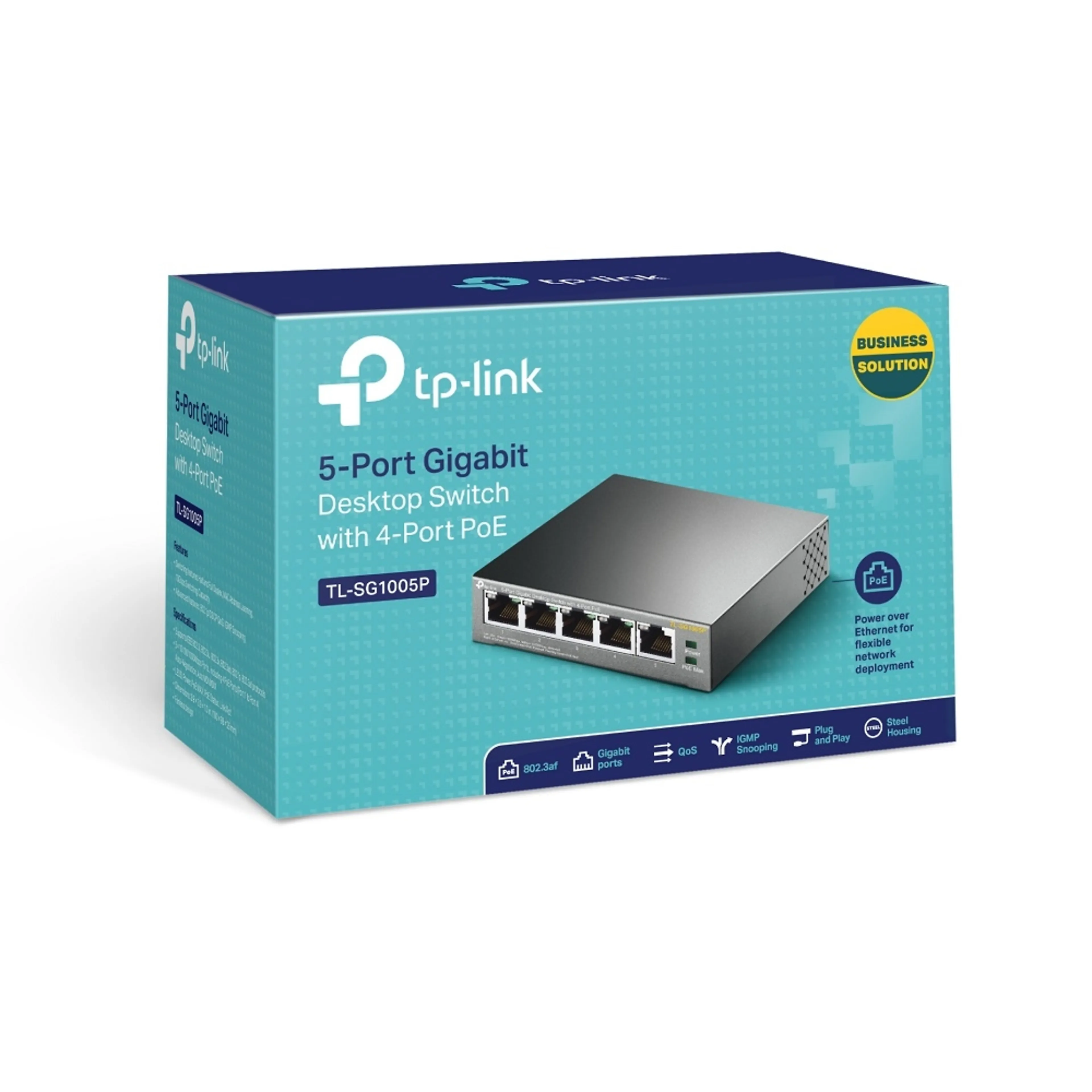 TP-Link 5-Port Gigabit Desktop Switch TL-SG1005P - 4 PoE poorten - 56W PoE vermogen - stalen behuizing - fanless