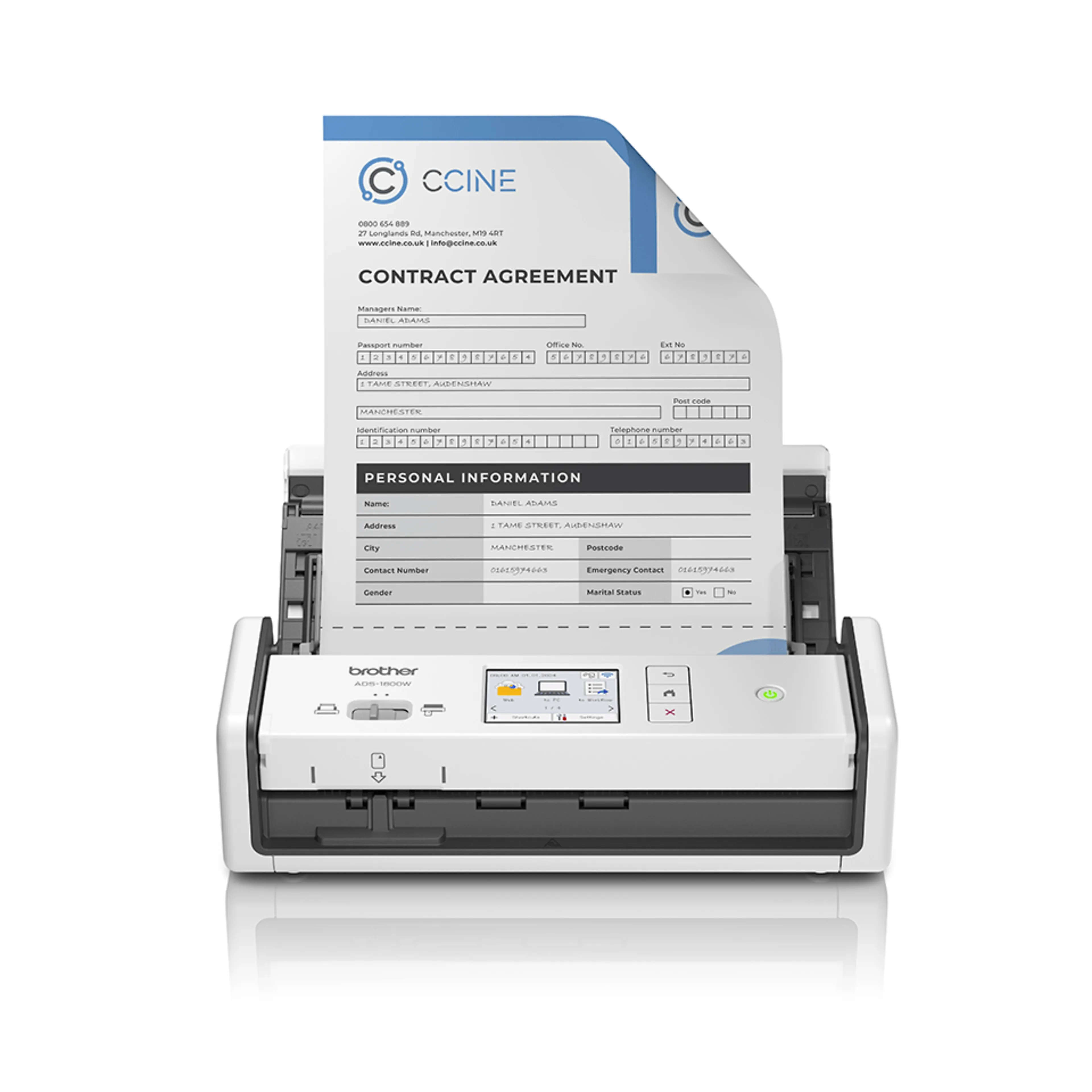 Brother documentscanner ADS-1800W - draadloos - USB-C voeding - kleurentouchscreen