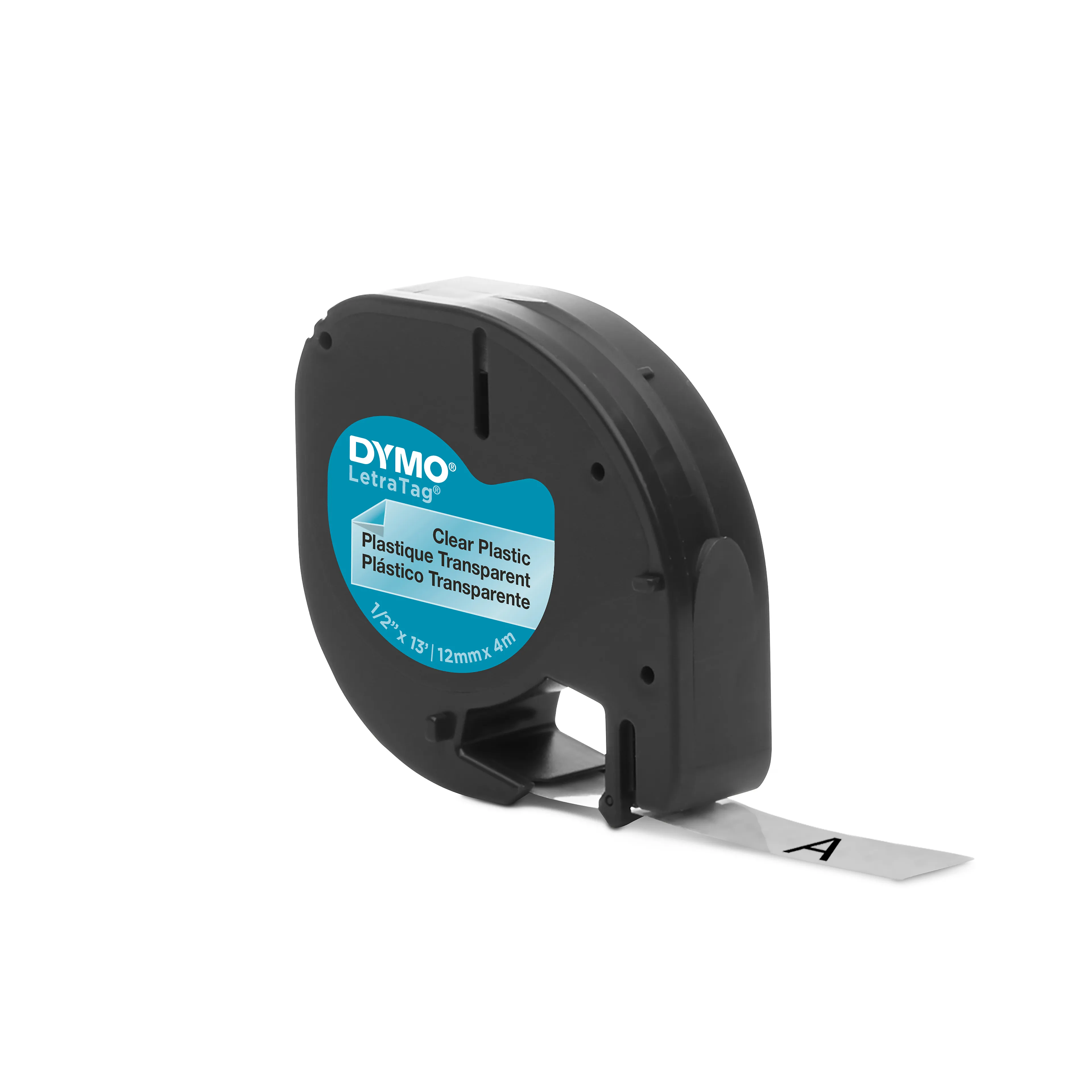 Dymo LetraTag DYM-S0721530 plastic labels - zwart op transparant - 12 mm x 4 m - zelfklevend - multifunctioneel