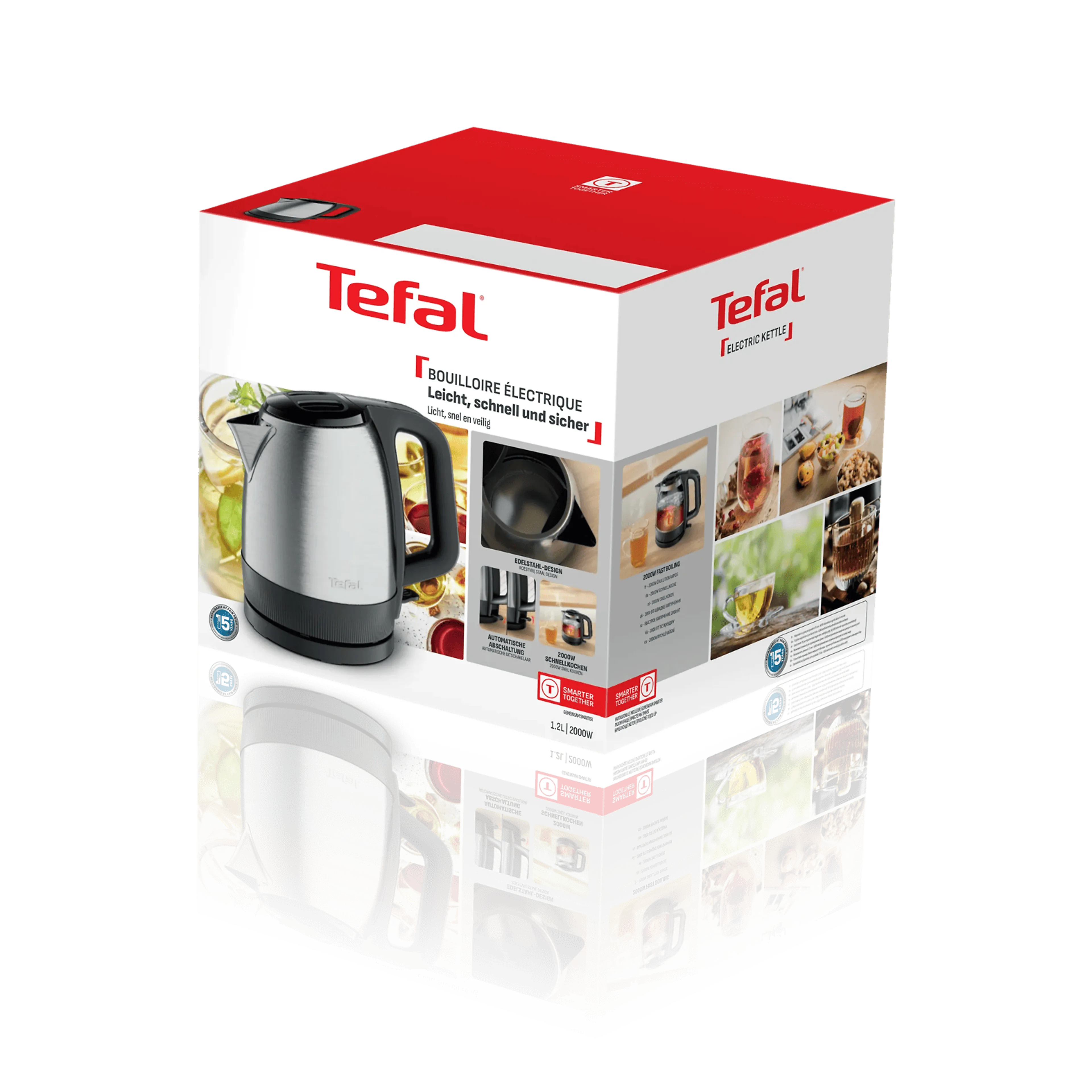 Tefal Express waterkoker KI1E0DE0 - 1,2 l - rvs - snelle opwarming - automatische uitschakeling