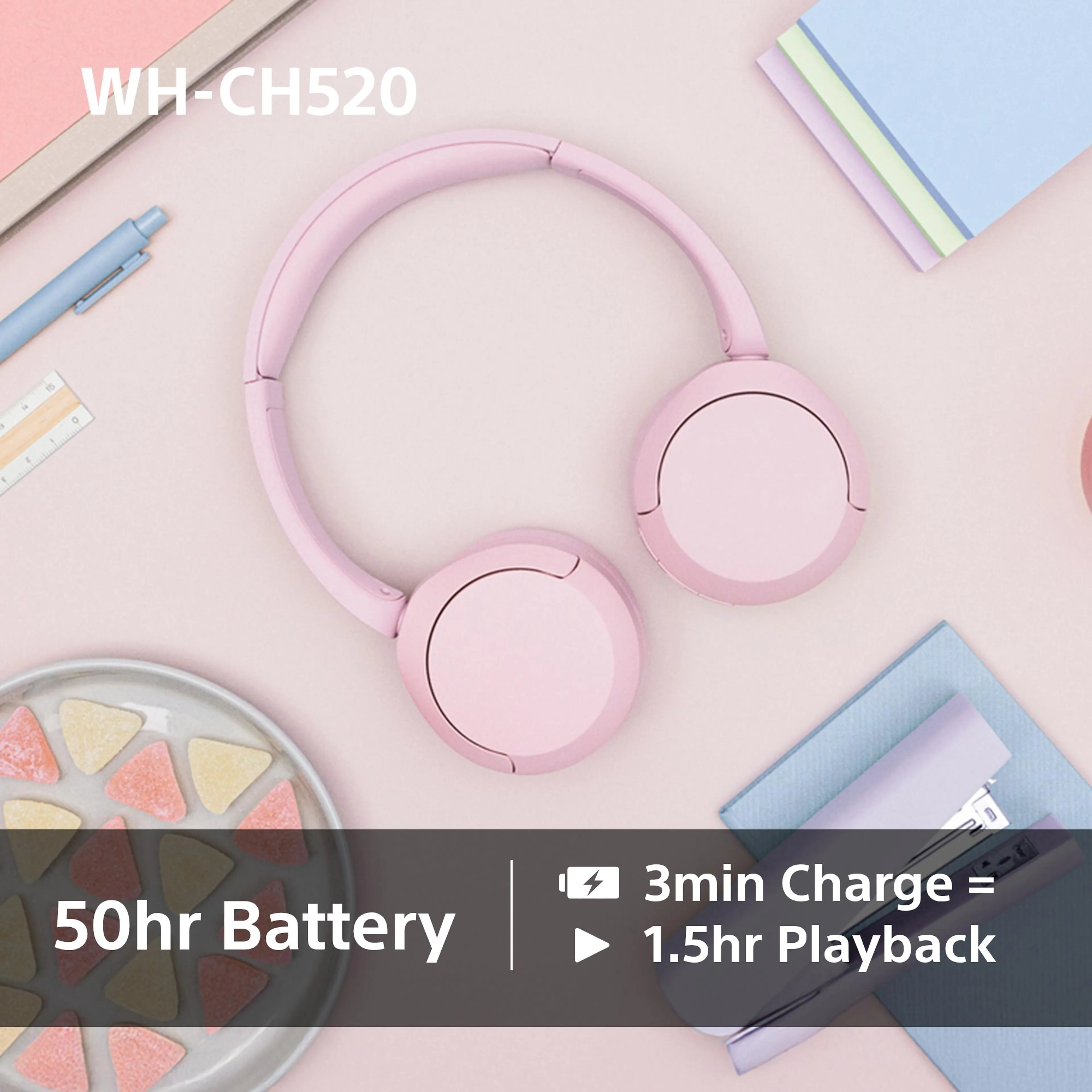 Sony wireless headphones WH-CH520 - bluetooth - microphone - yellow