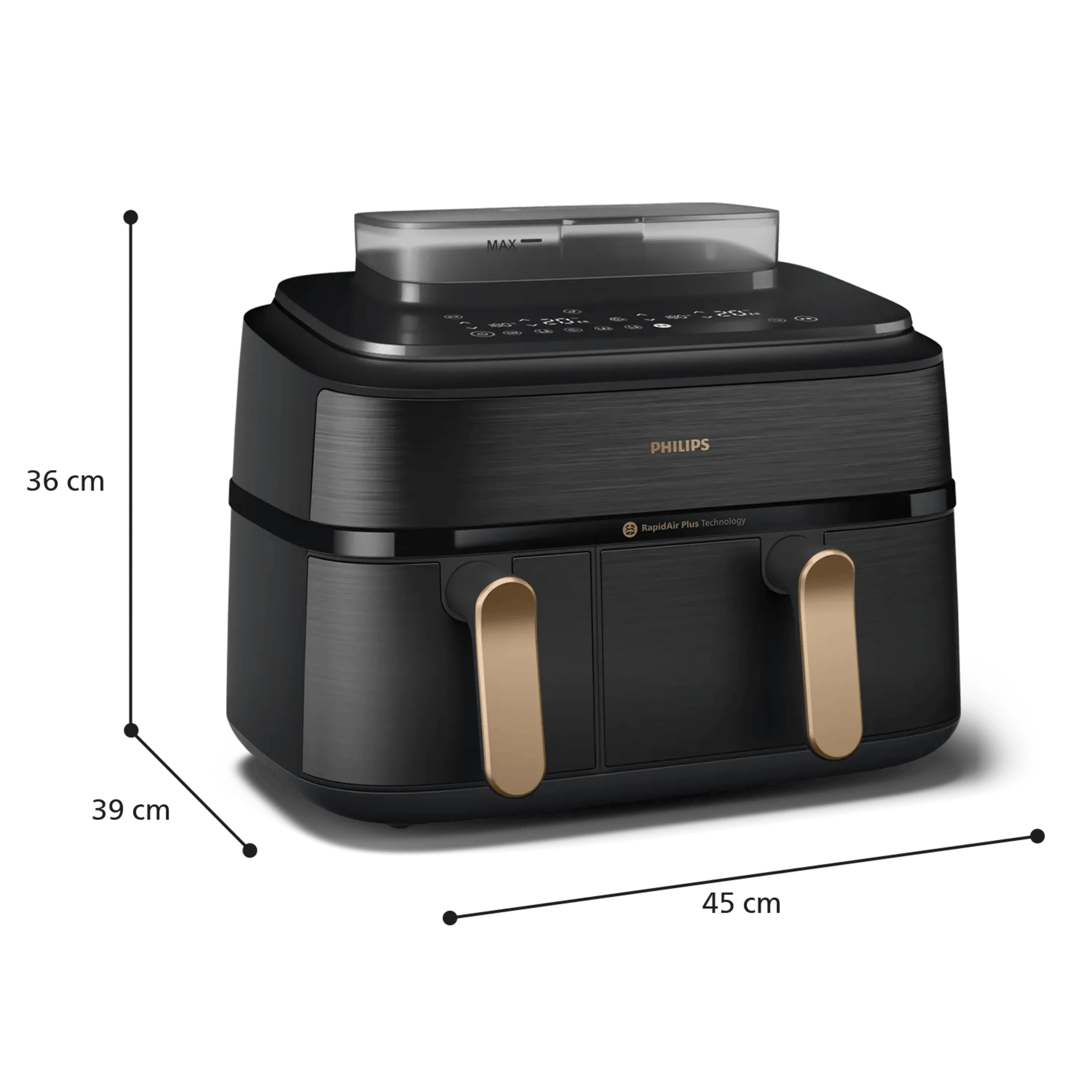 Philips 5000 series Airfryer Dual Basket 9L met stoomfunctie RapidAir Plus digitaal zwart roestvrij staal