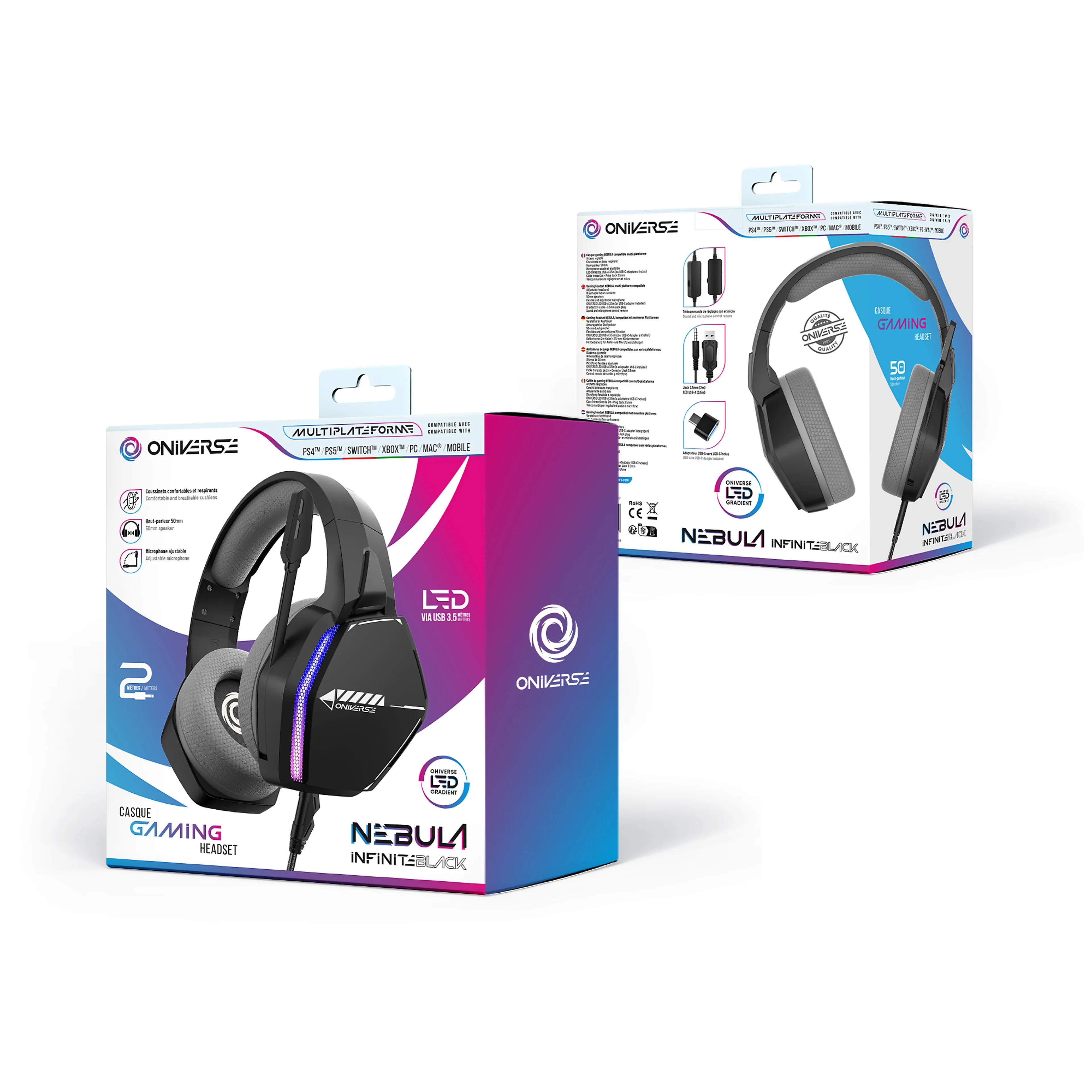 Oniverse Casque gaming Nebula Infinite Black - filaire - multiplateforme