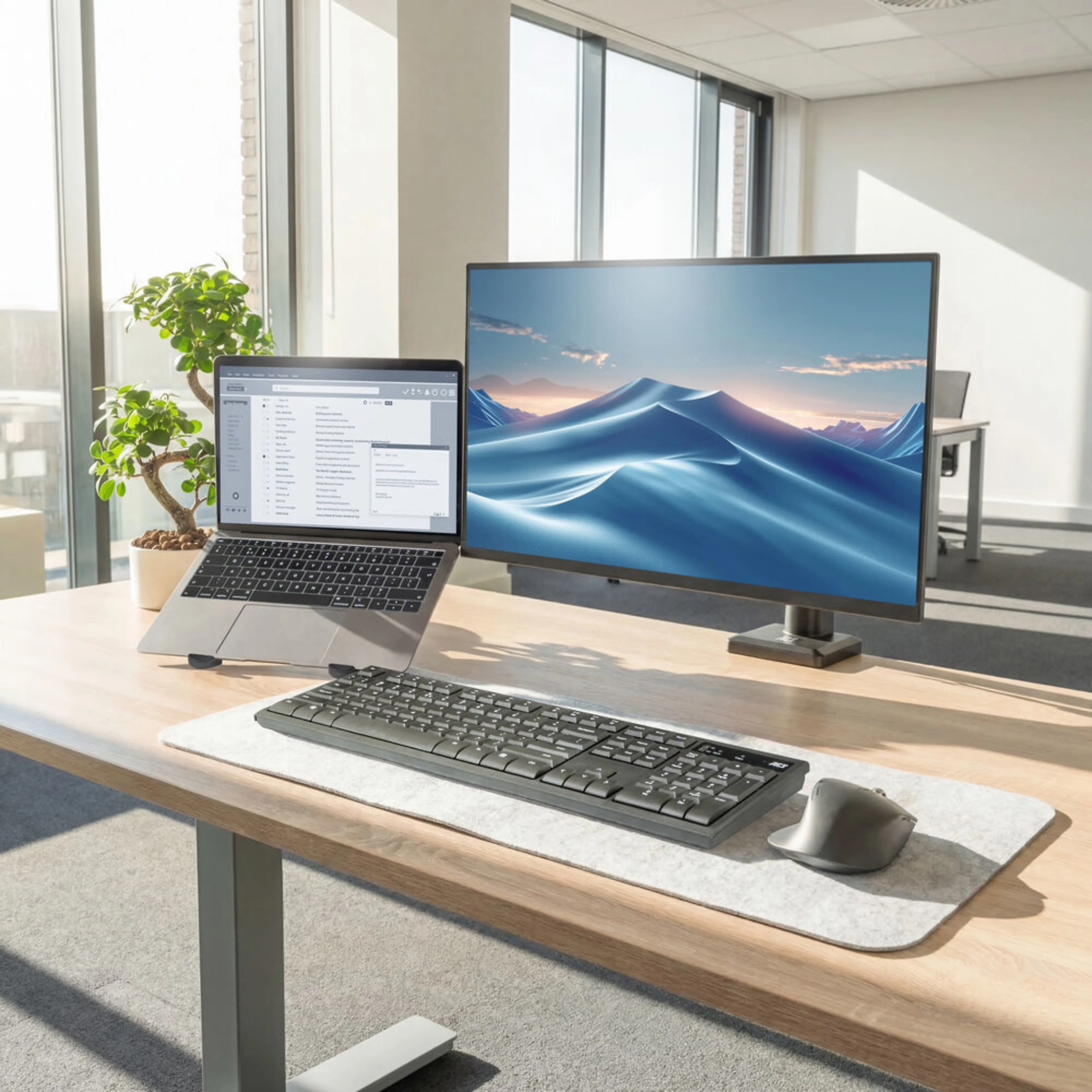 ACT Monitorarm 34i office solid pro - gasveer - paalbevestiging - 2 schermen