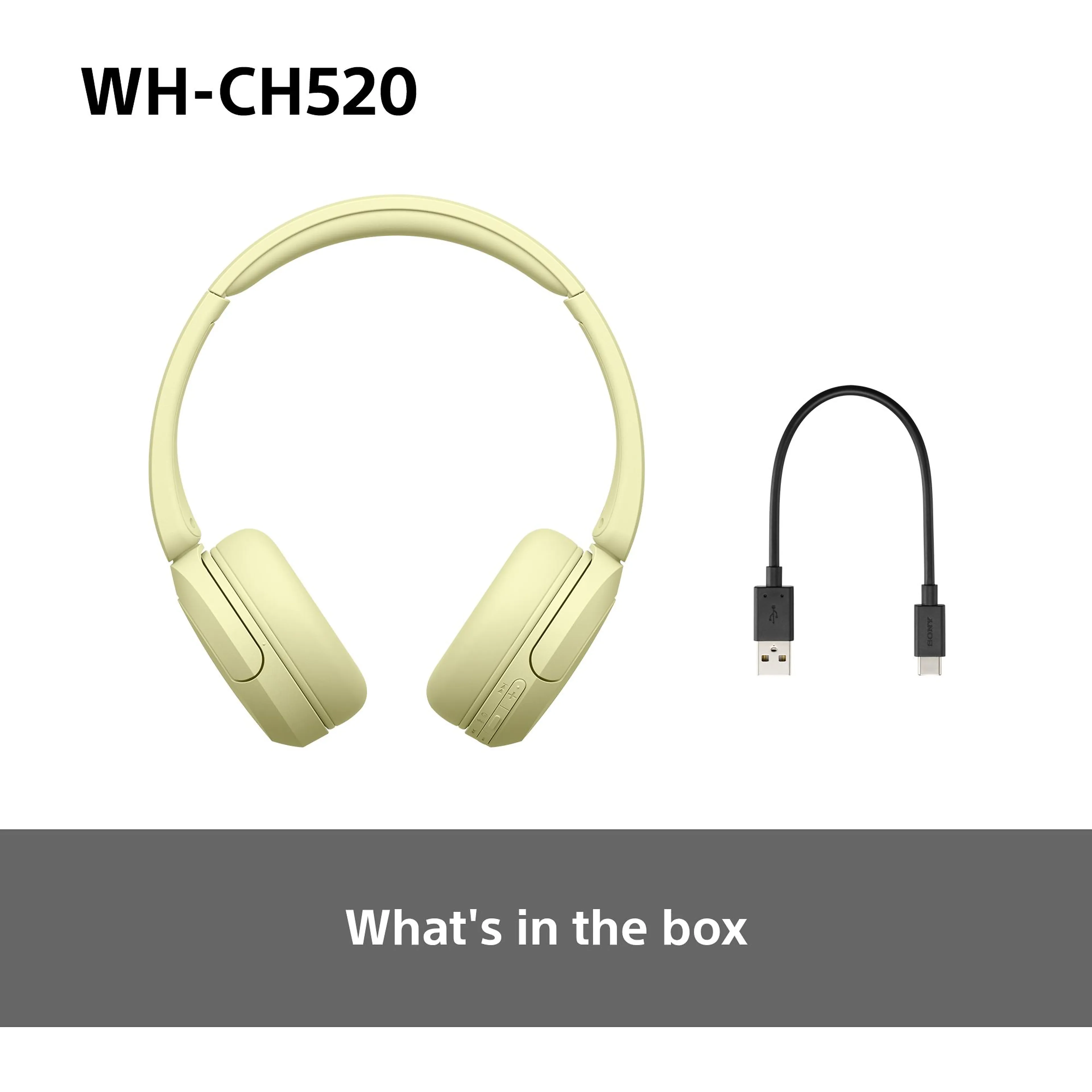 Sony wireless headphones WH-CH520 - bluetooth - microphone - yellow