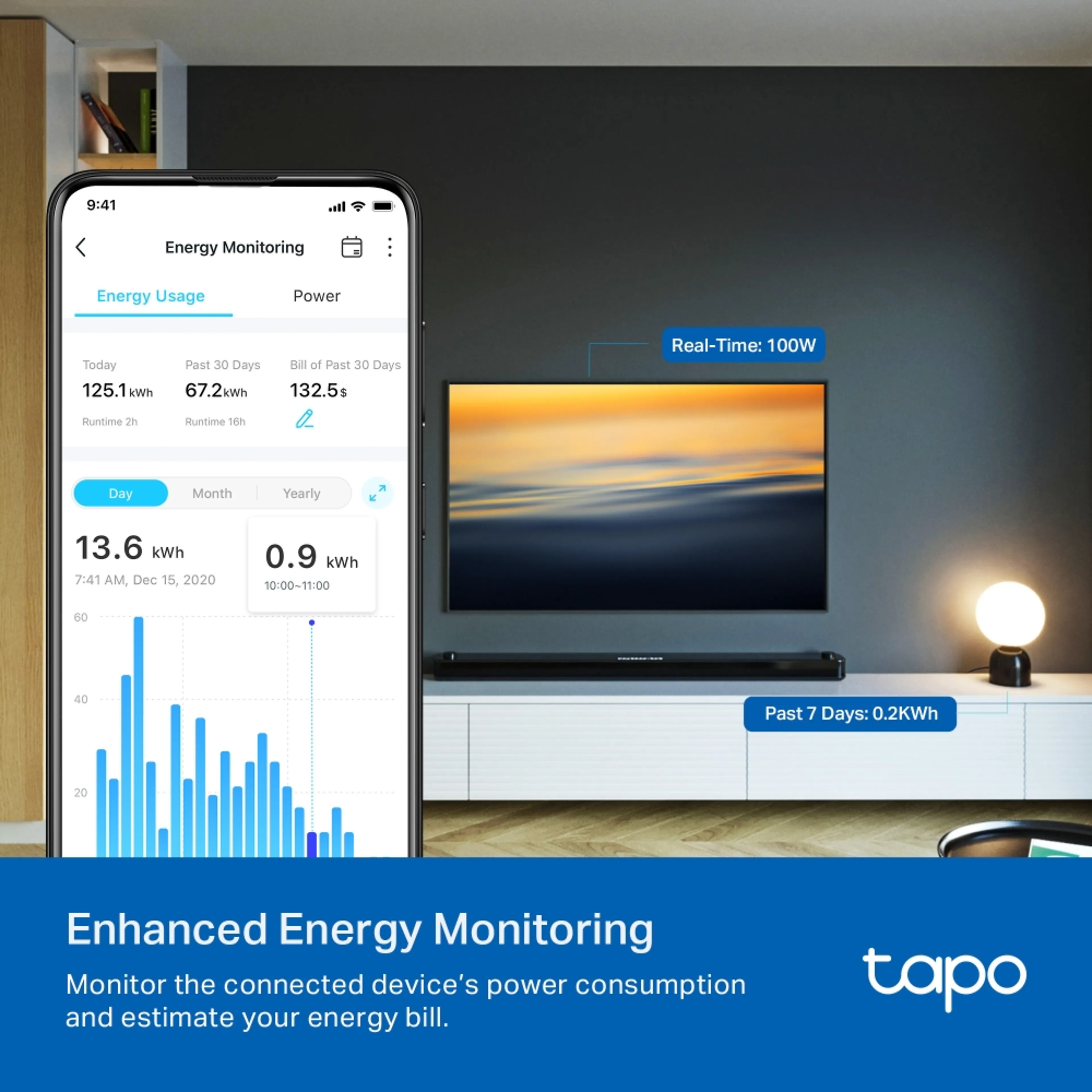 TP-Link Tapo P110 - Mini smart Wi-Fi socket - energiemonitoring - 2-pack - 72x51x40 mm