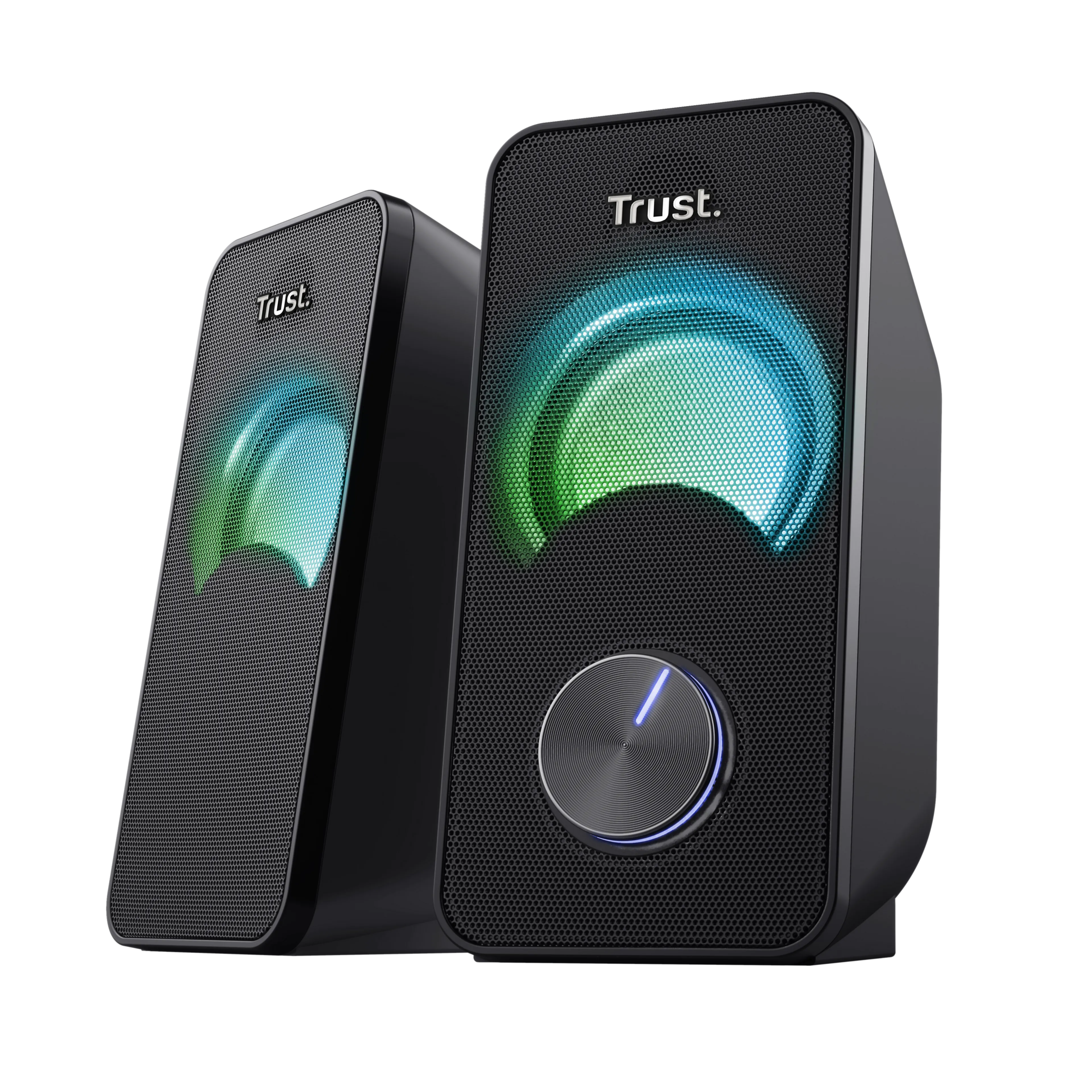 Trust enceintes Arys compact 2.0 speaker RGB - puissance 12 W - éclairage LED RVB - connectivité USB et jack 3,5 mm