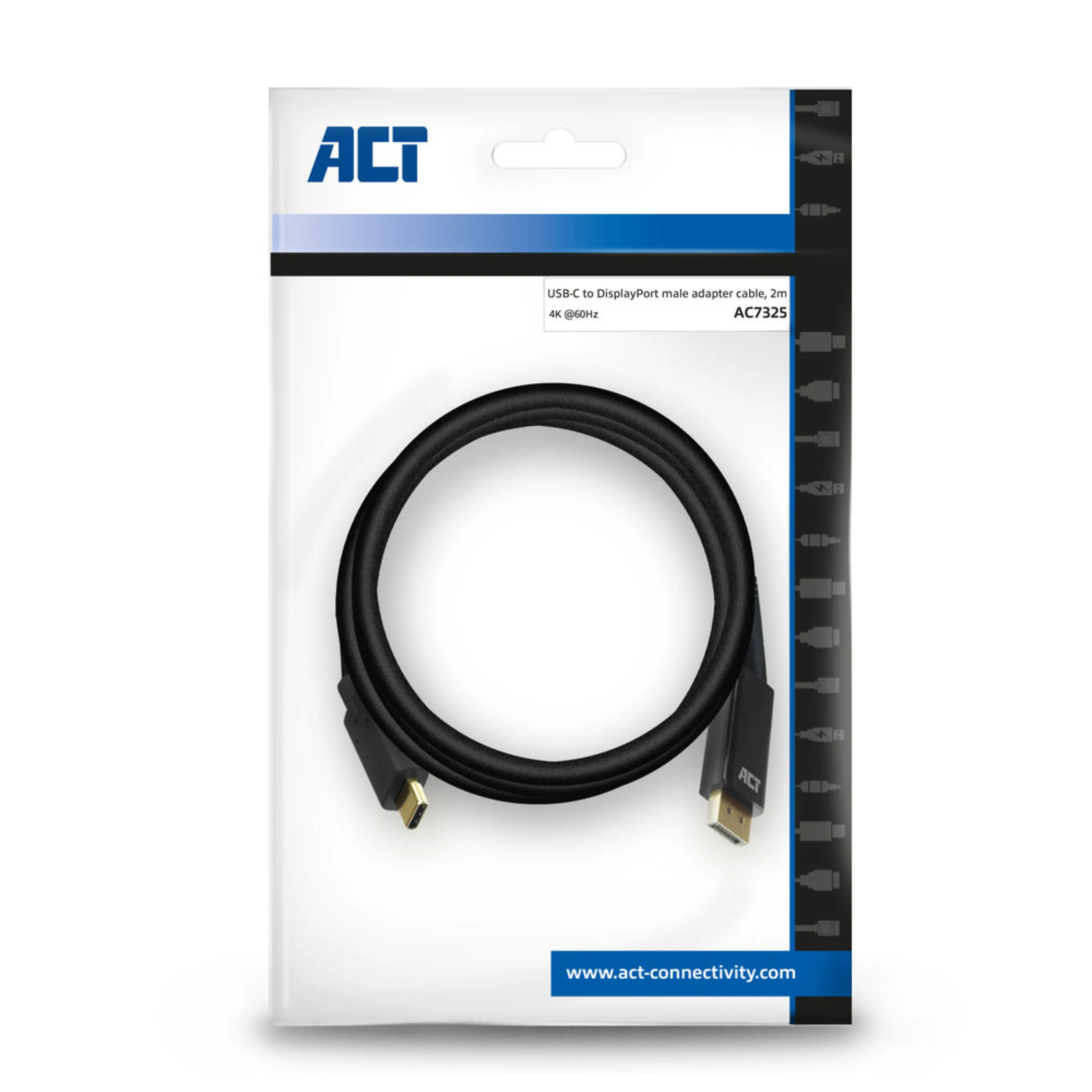 ACT USB-C naar DisplayPort kabel AC7325 - 2 meter - 4K @ 60Hz