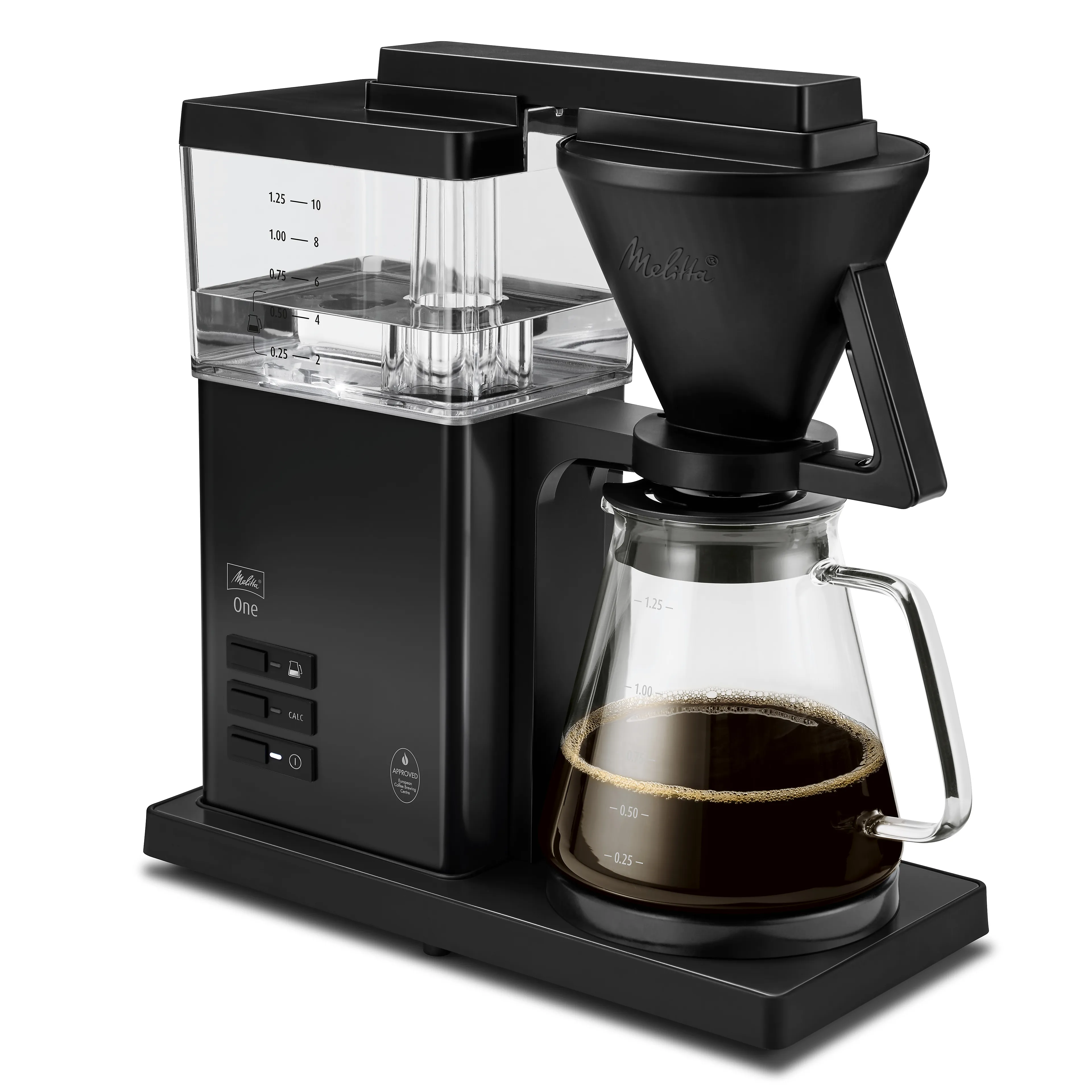 Melitta one pure zwart 1031-02 - 36 x 36 x 16 cm - ontkalkingsprogramma - LED-verlichting - zettemperatuur 92–96 °C