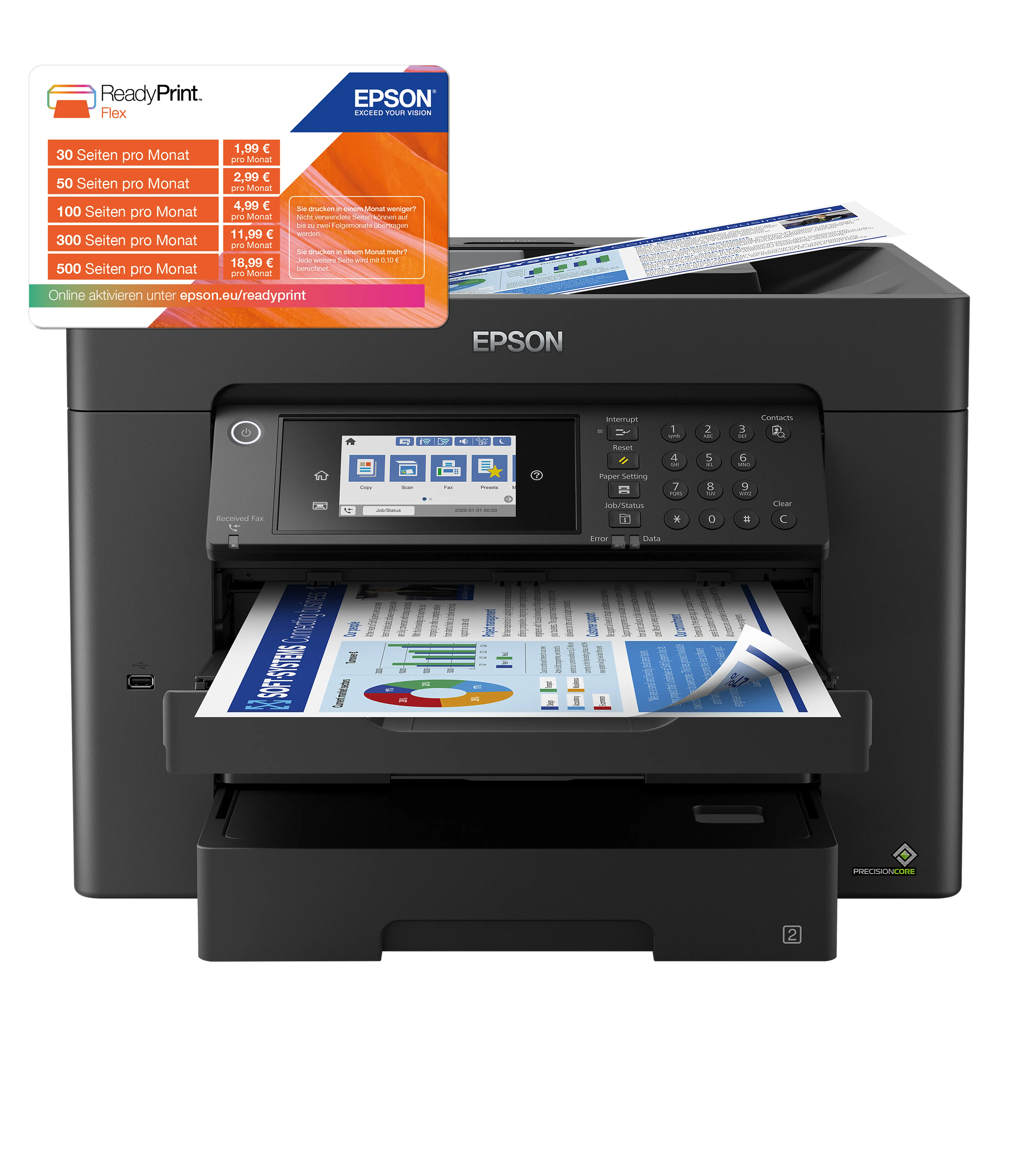 Epson WorkForce Pro WorkForce WF-7840DTWF - A3+-printer - duplex - touchscreen 10,9 cm - automatische documentinvoer 50 vellen