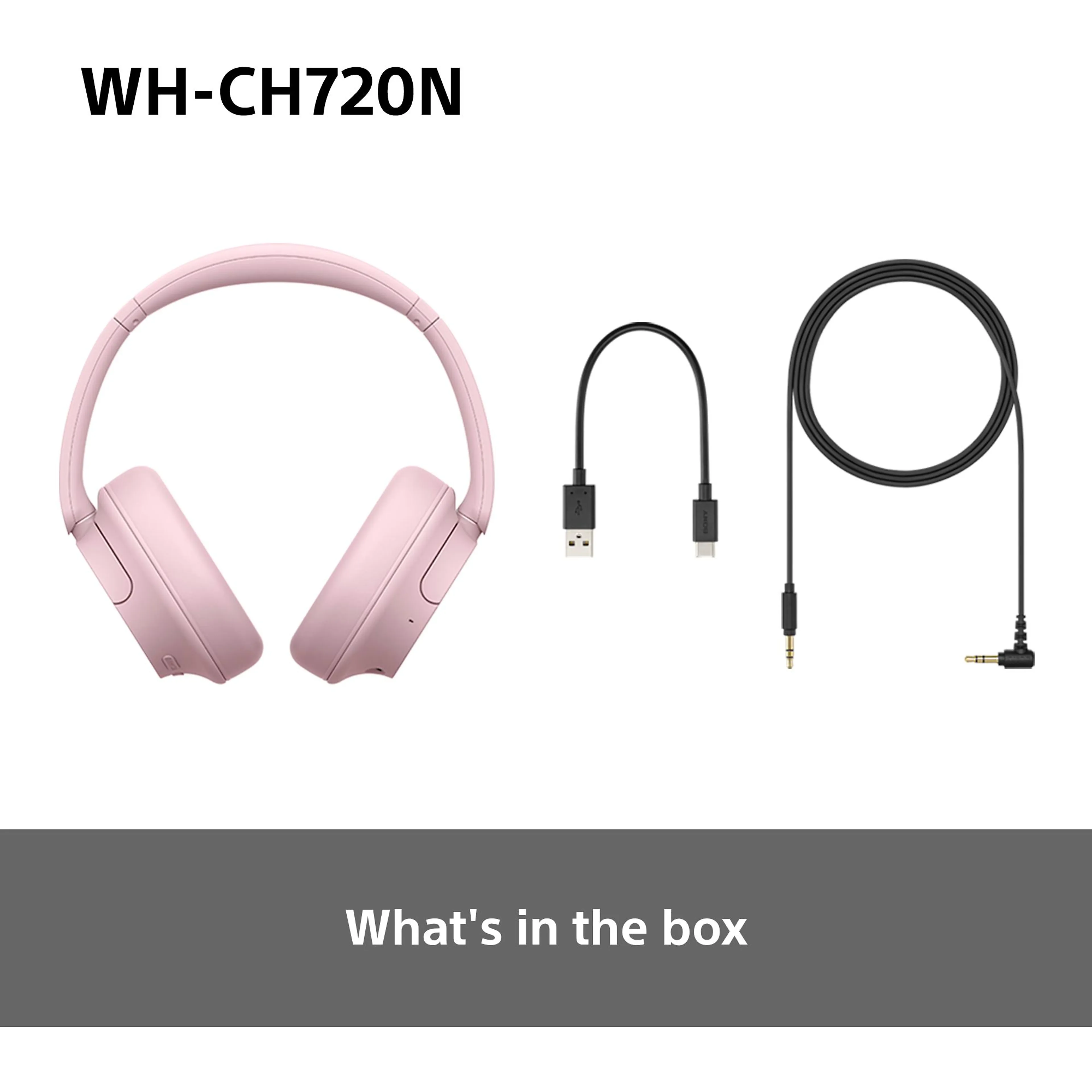 Sony draadloze over-ear koptelefoon WH-CH720N - Bluetooth 5.2 - noise cancelling - roze