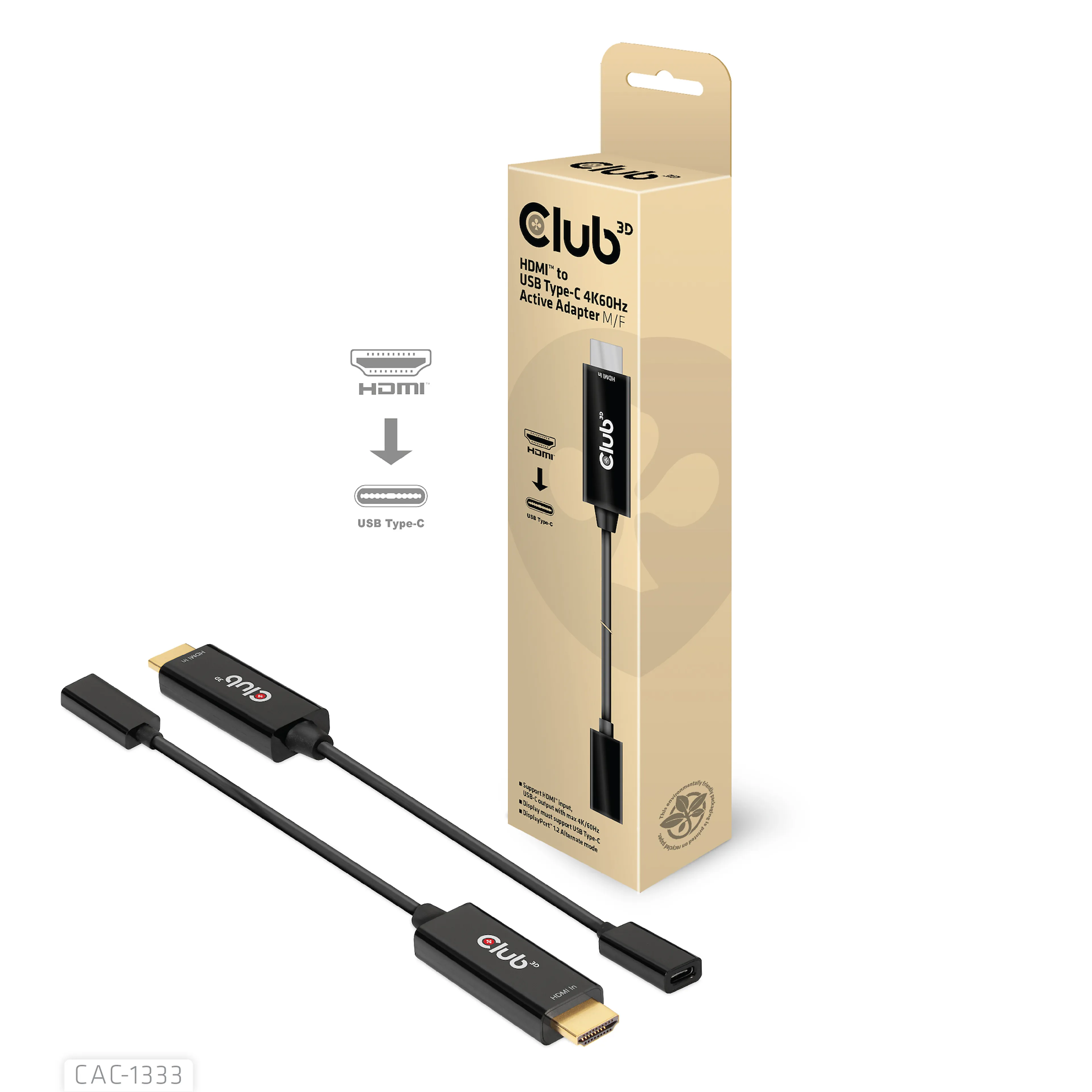 Club 3D HDMI to USB Type-C 4K60Hz Active Adapter M/F
