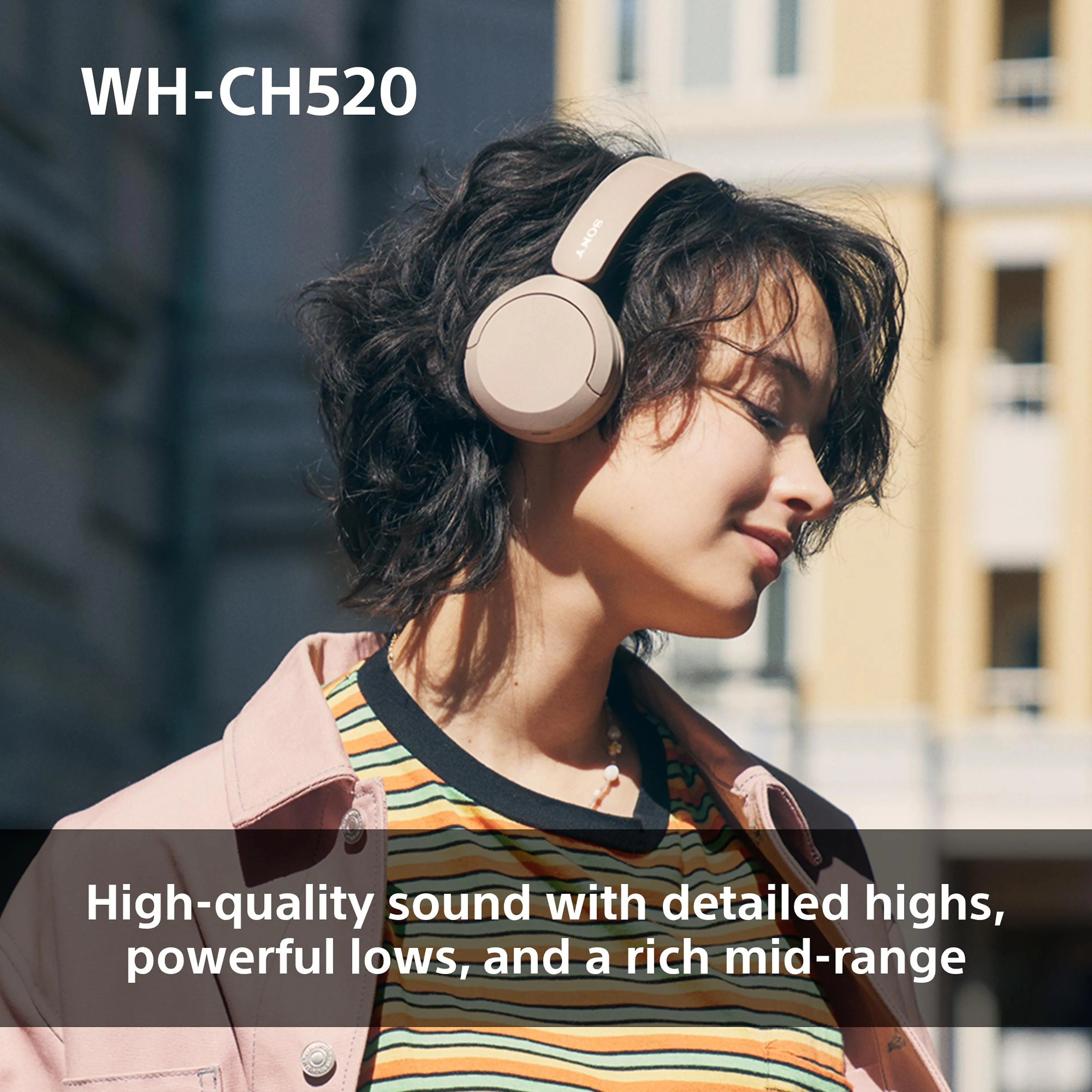Sony wireless headphones WH-CH520 - bluetooth - microphone - yellow