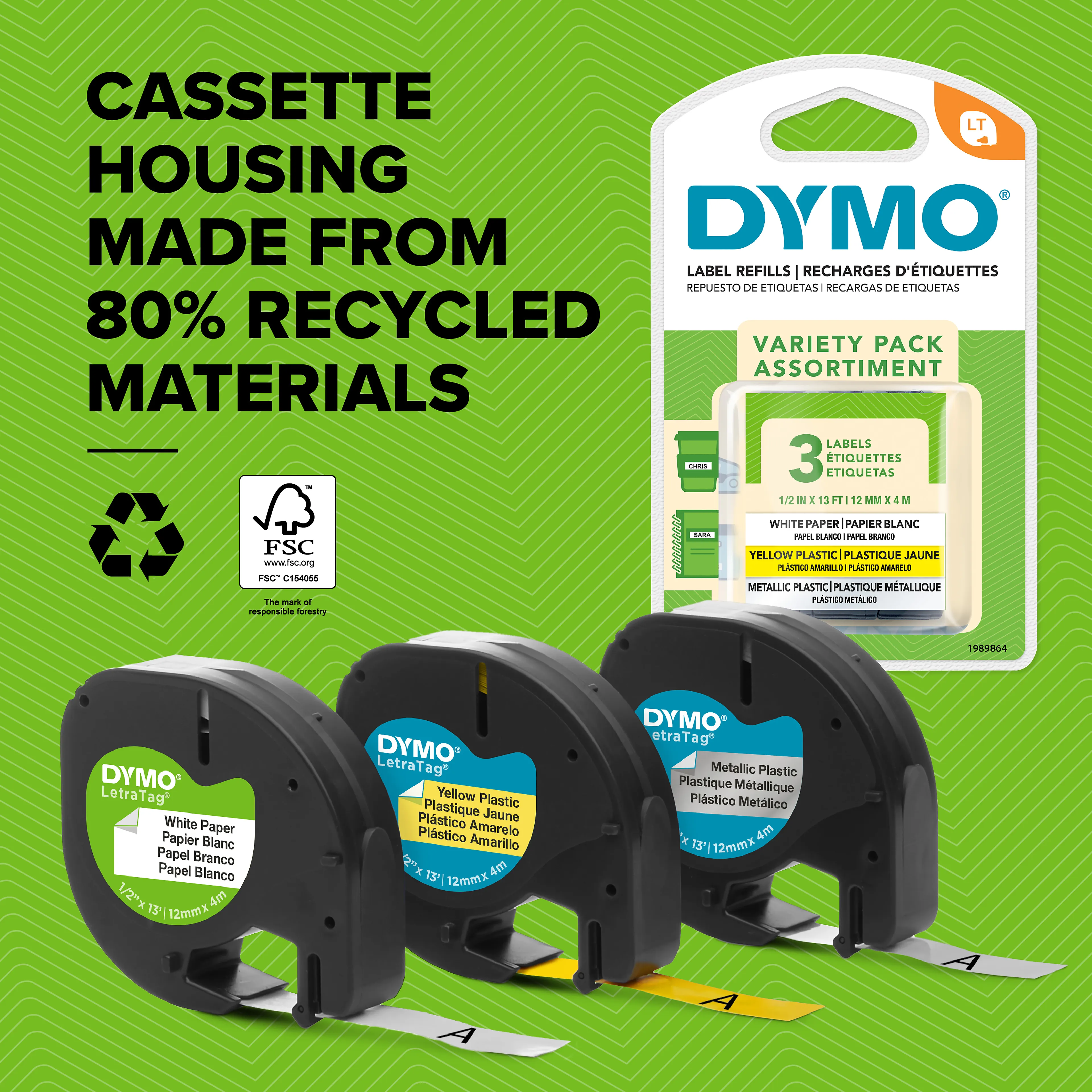 Dymo LetraTag DYM-S0721530 plastic labels - zwart op transparant - 12 mm x 4 m - zelfklevend - multifunctioneel