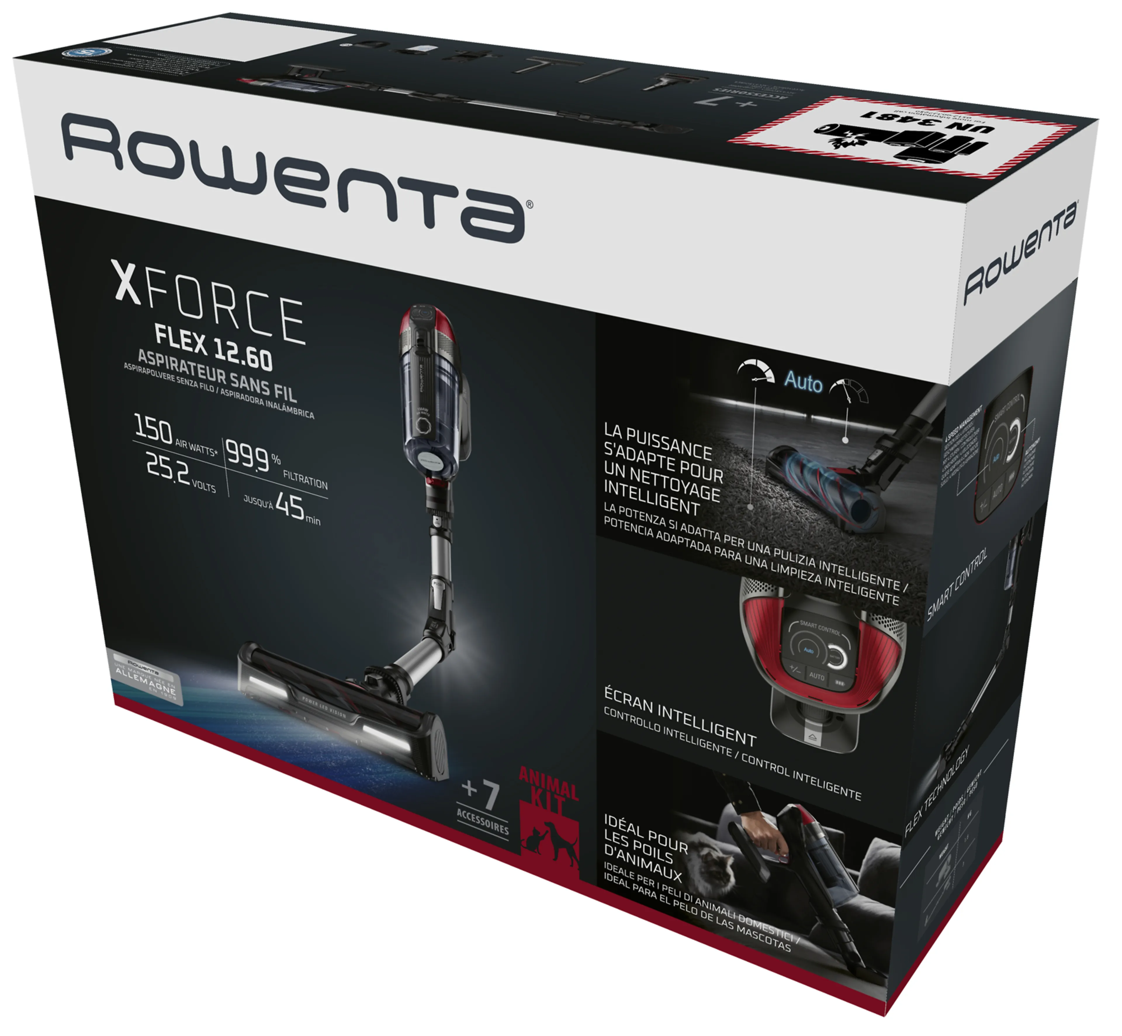 Rowenta steelstofzuiger X-Force Flex 12.60 Animal Care - Zilver