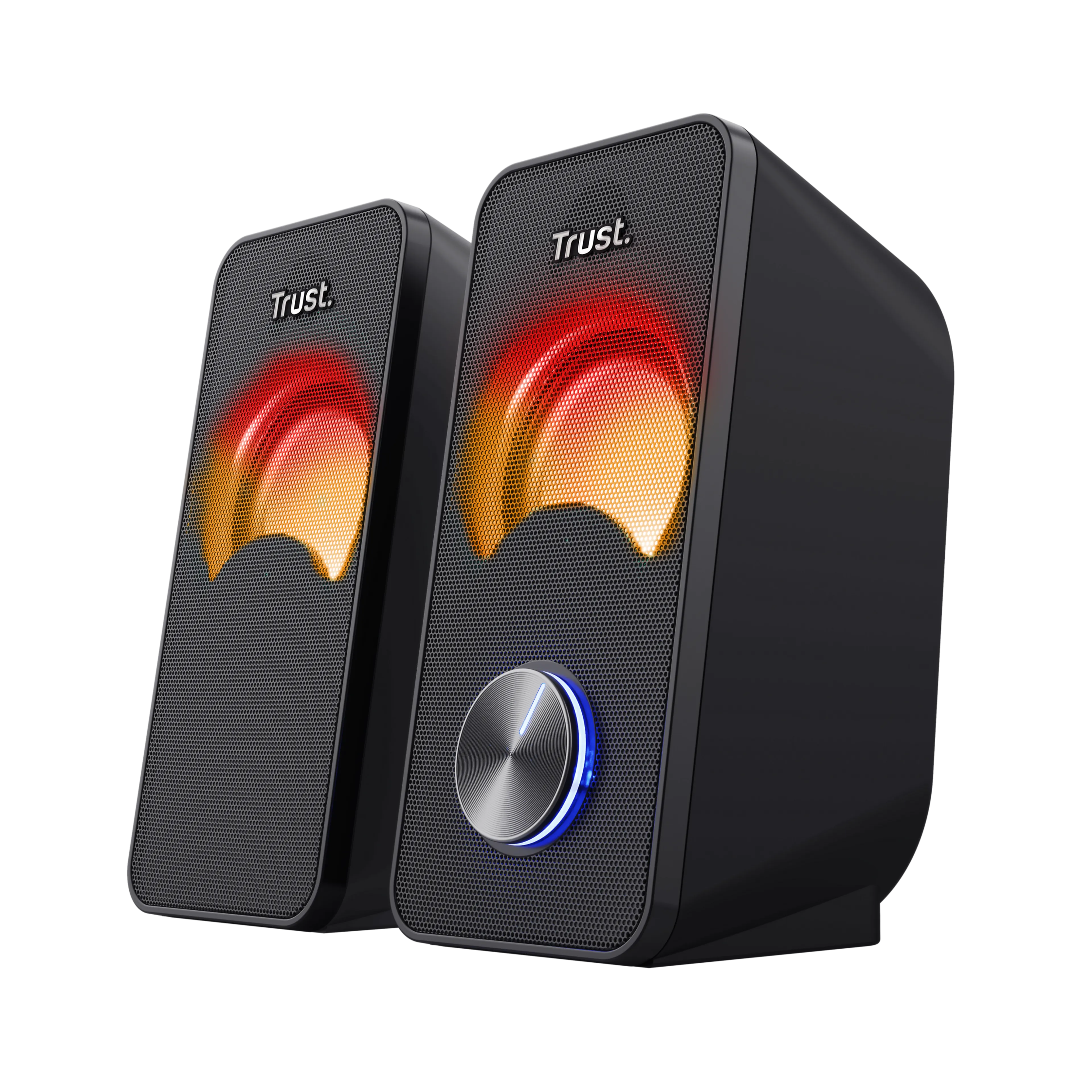Trust enceintes Arys compact 2.0 speaker RGB - puissance 12 W - éclairage LED RVB - connectivité USB et jack 3,5 mm