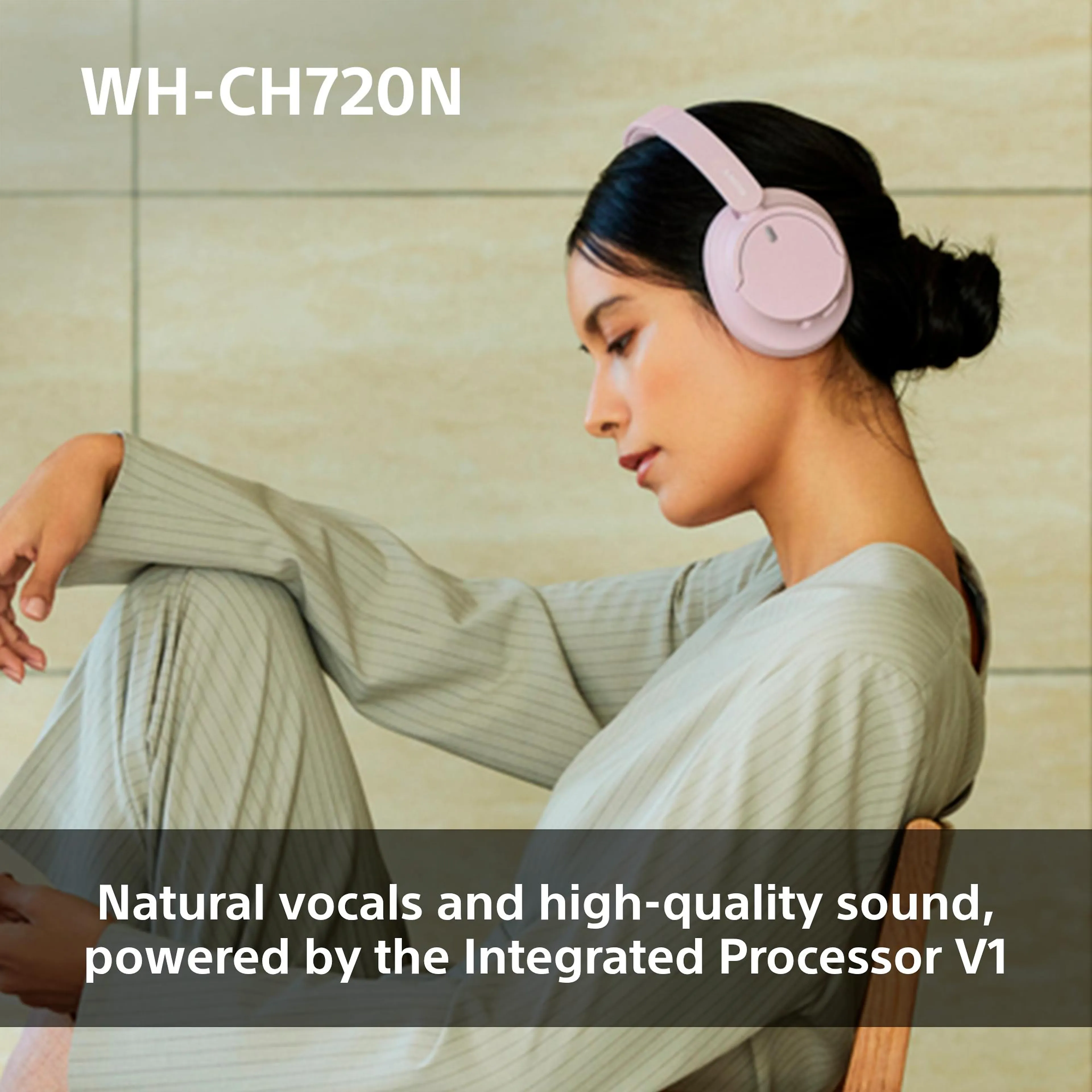 Sony draadloze over-ear koptelefoon WH-CH720N - Bluetooth 5.2 - noise cancelling - roze