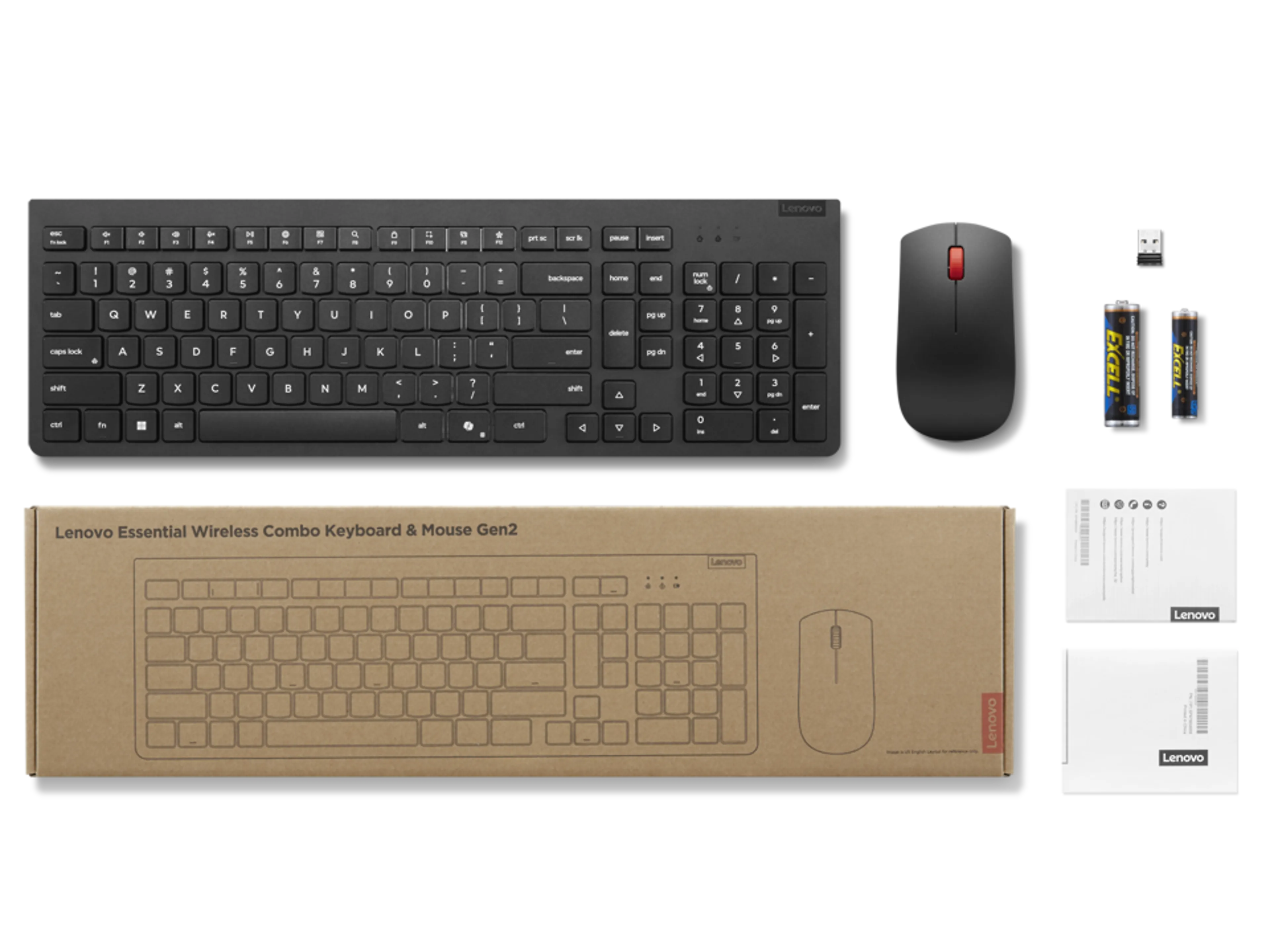 Lenovo Essential Wireless Combo Keyboard & Mouse Gen2 - zwart - draadloos - Copilot-toets
