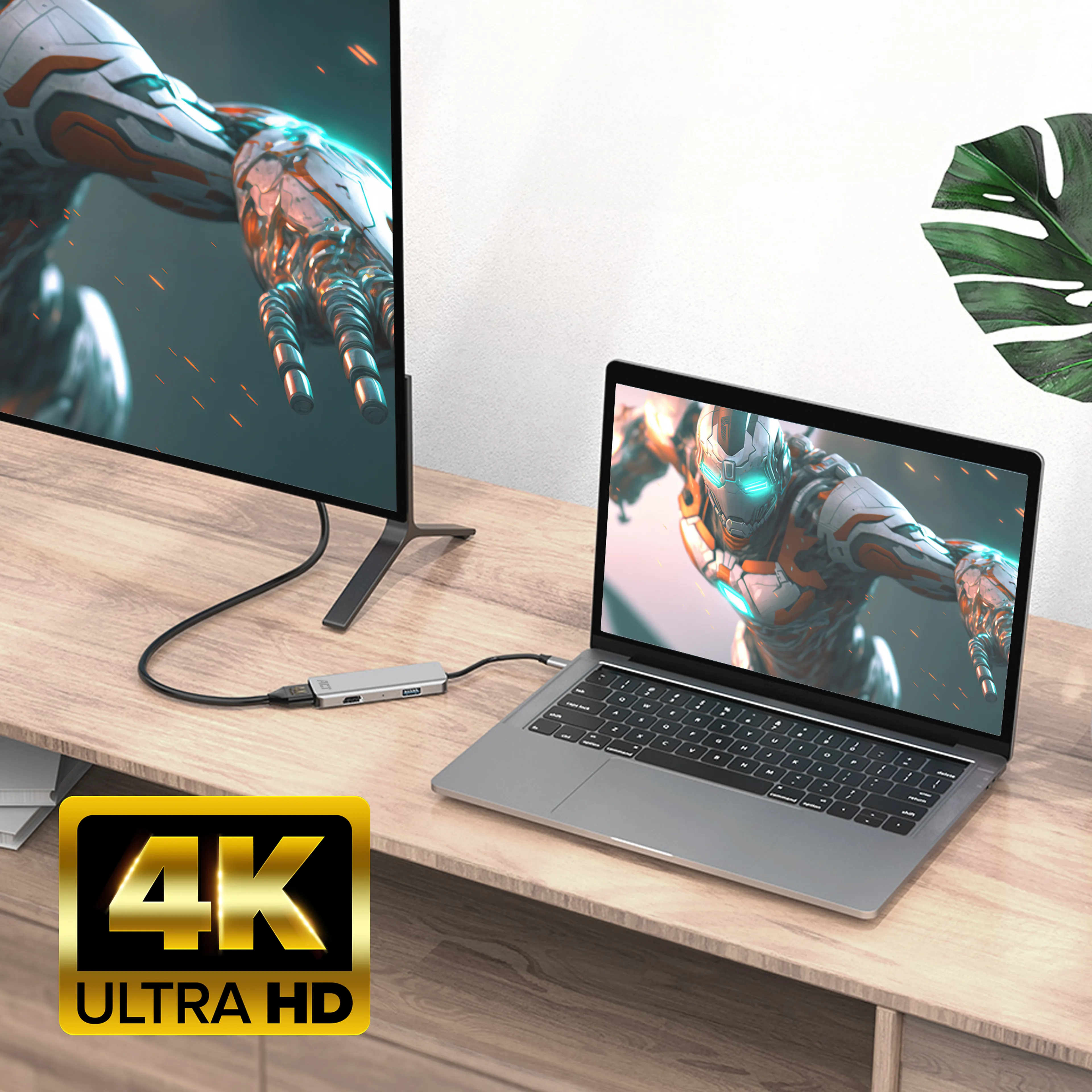 ACT USB-C 4K multiport adapter - 2 hdmi monitoren - usb-a datapoort