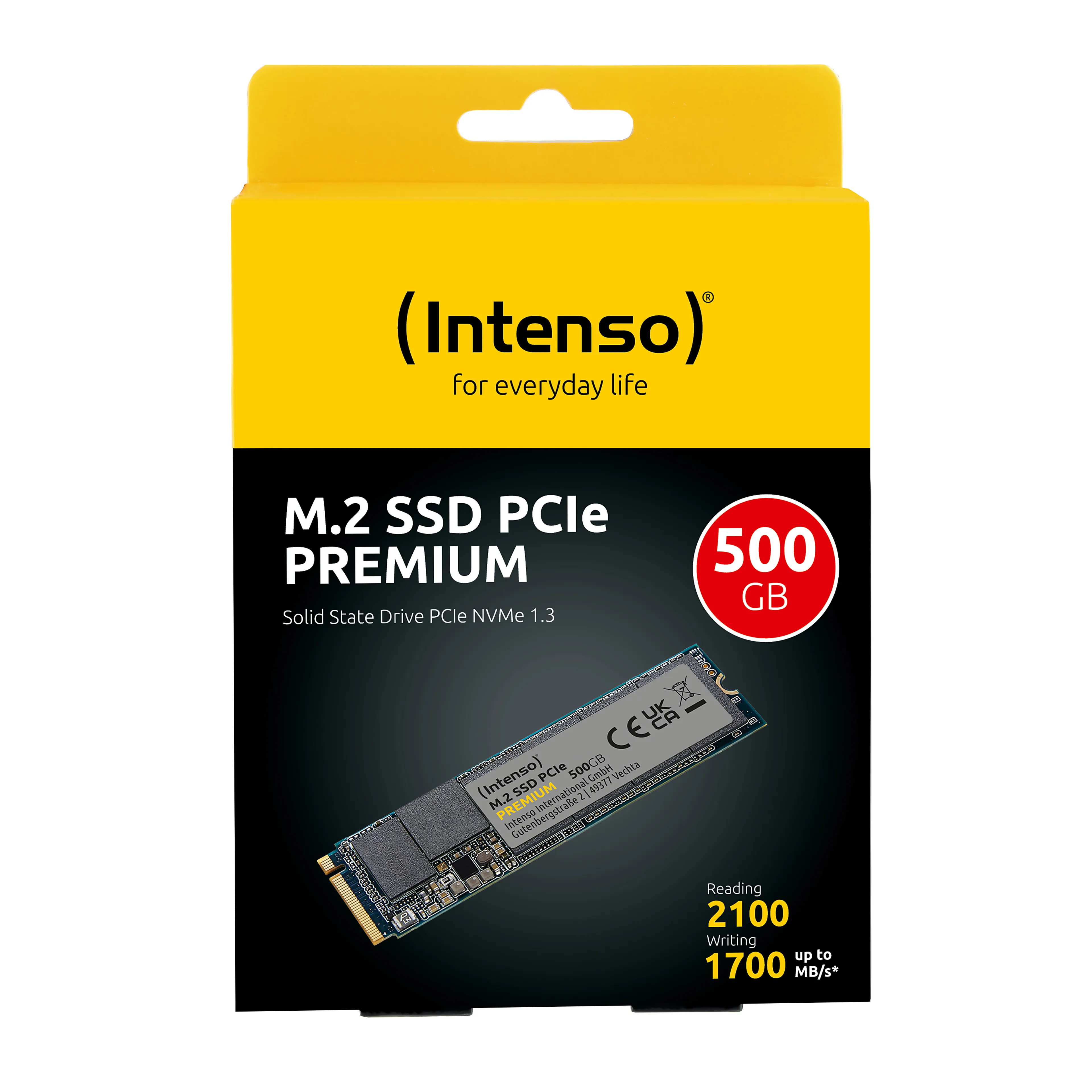 Intenso Premium M.2 PCIe SSD 500GB - PCIe Gen3x4 - NVMe 1.3 - 2100 MB/s