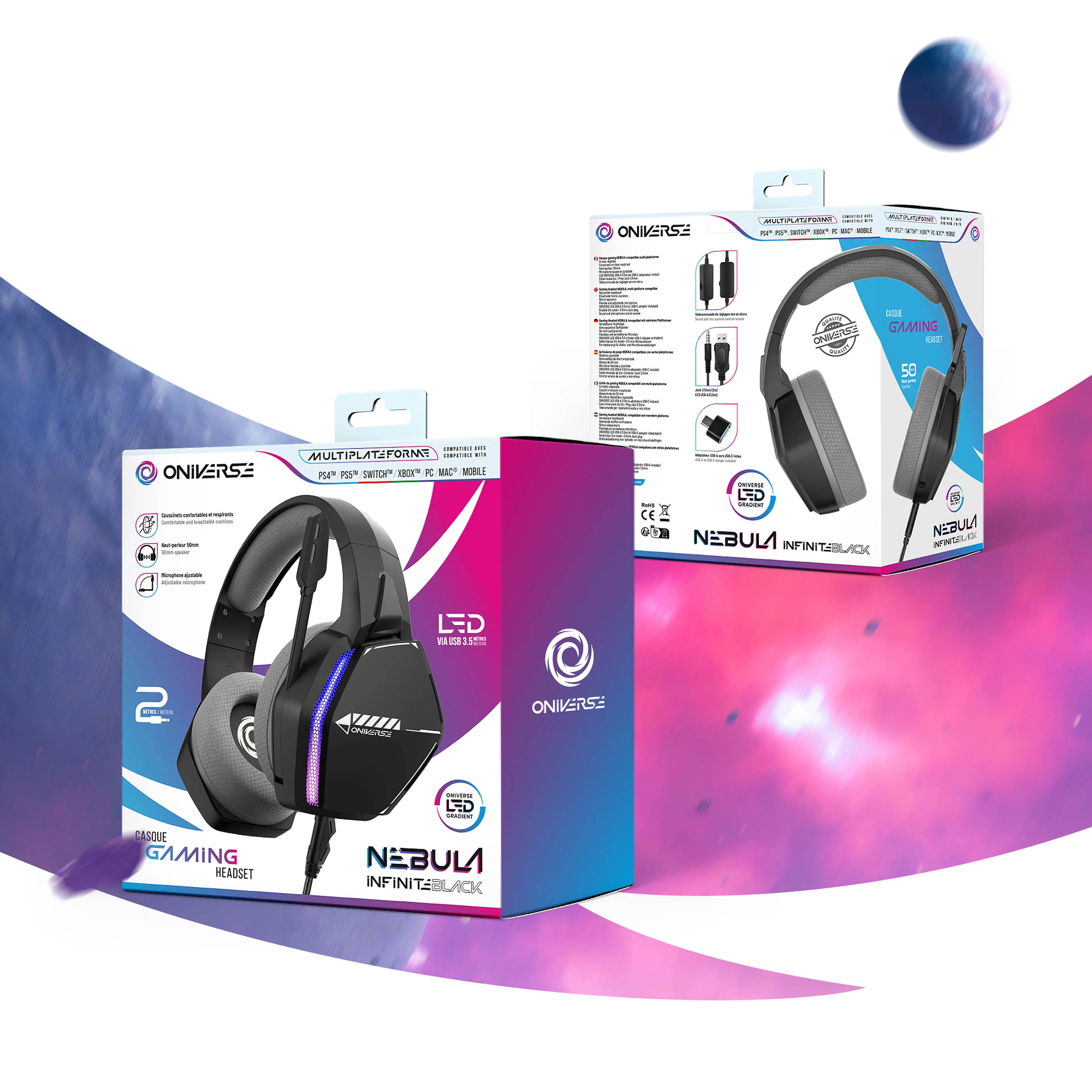 Oniverse Casque gaming Nebula Infinite Black - filaire - multiplateforme