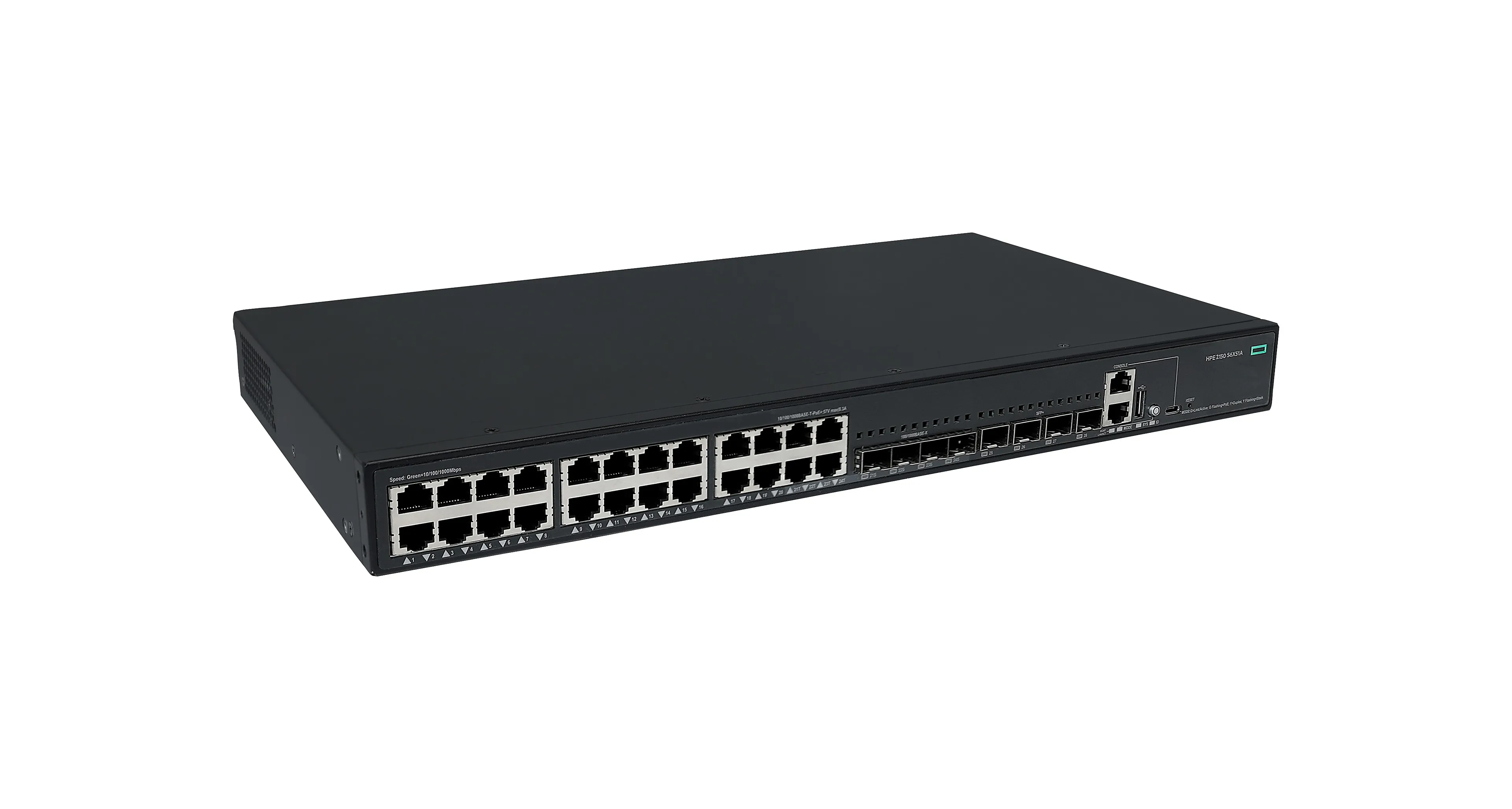 HP Enterprise Networking CW 2150 24p 10M/100M/1G PoE+ switch met 4p SFP 1G combo en 4p SFP+ 1G/10G 405W