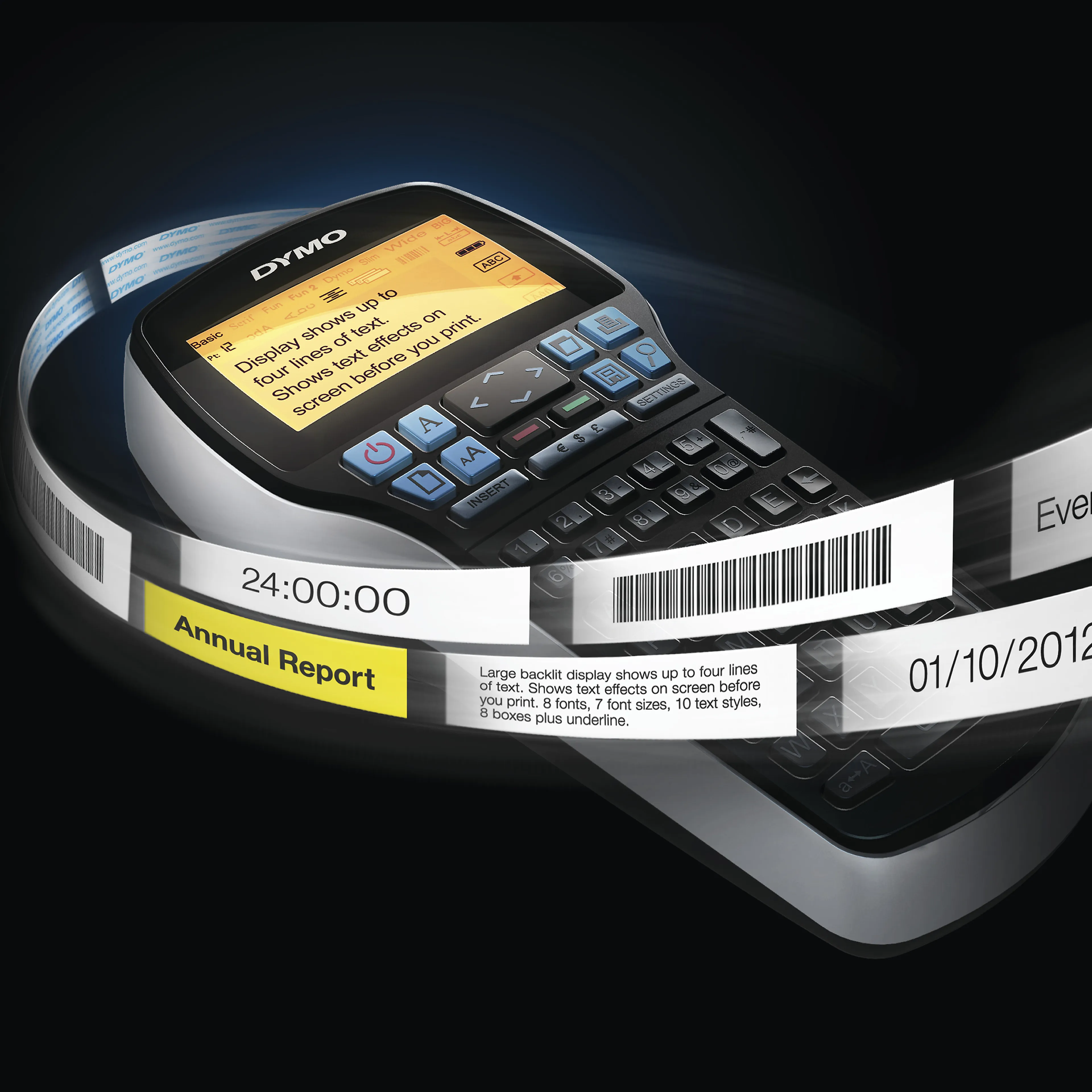 Dymo LabelManager 420P draagbare hoogpresterende labelmakerkit met ABC-toetsenbord en 4 rollen D1-labels