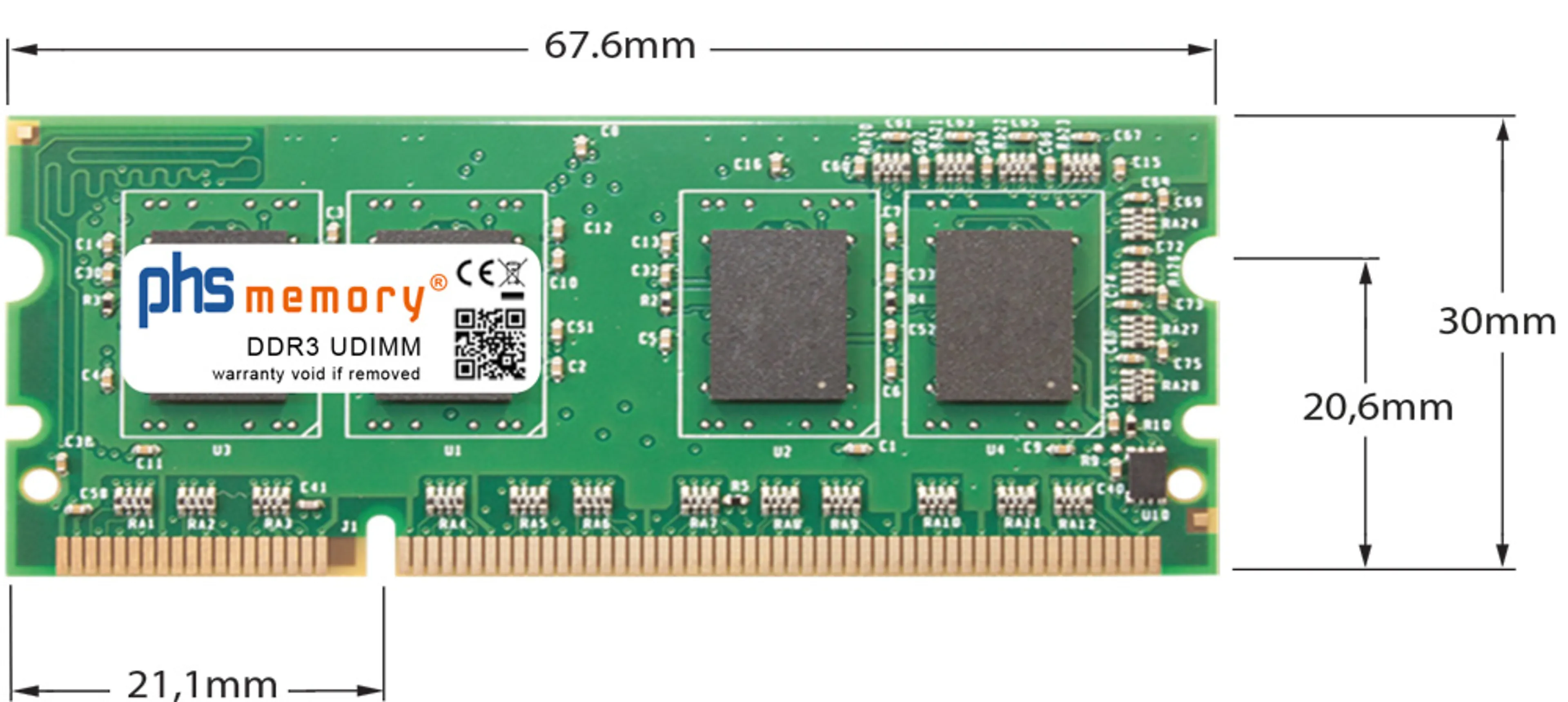 Kyocera mémoire 2Go DDR3 PC3L-10600U UDIMM non-ECC 144 Pin 1,35 volt pour Ecosys M4125idn