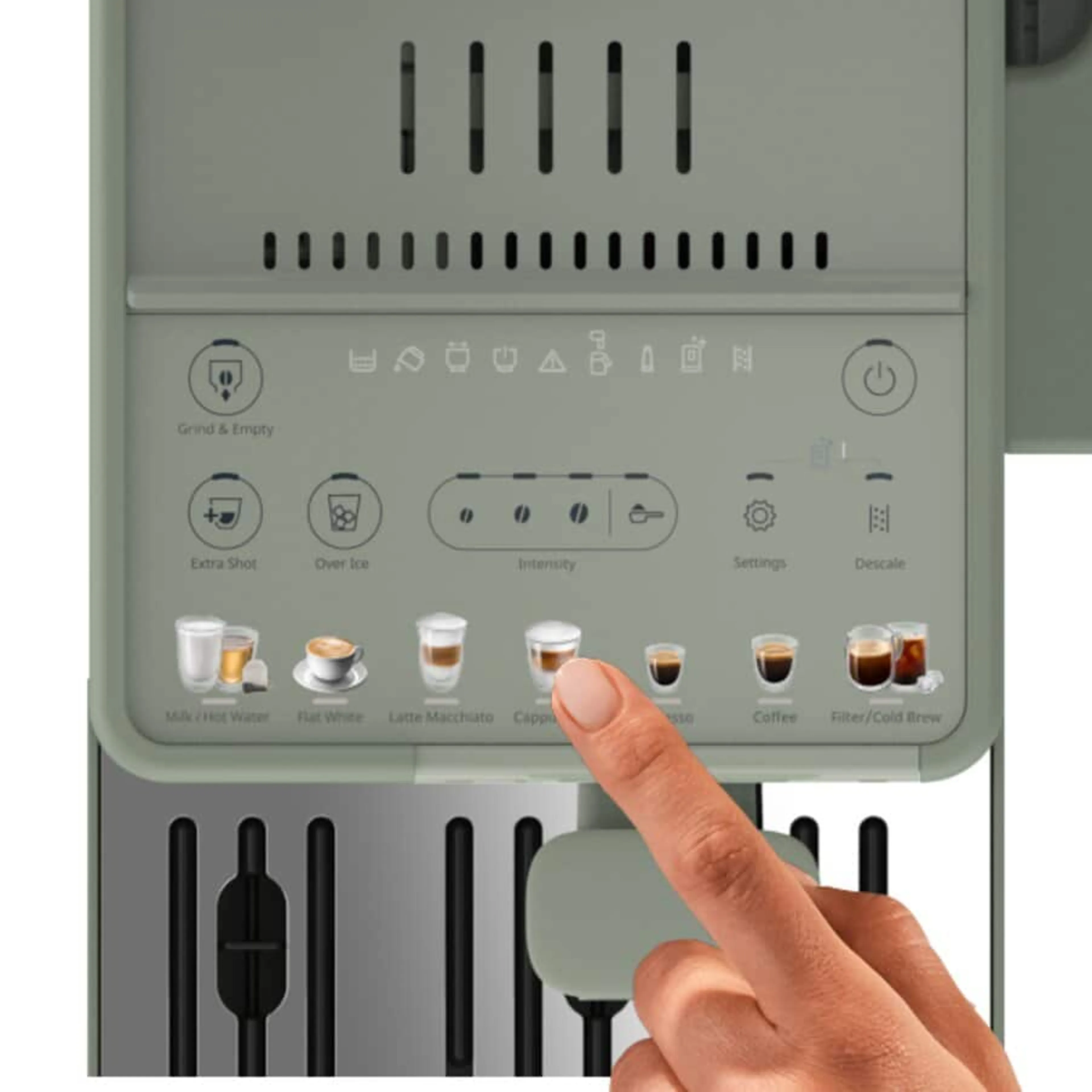 DeLonghi Rivelia Start EXAM420.55.GR - volautomatische espressomachine - dubbele bonenreservoirs - 10 dranken - cold brew - jade groen