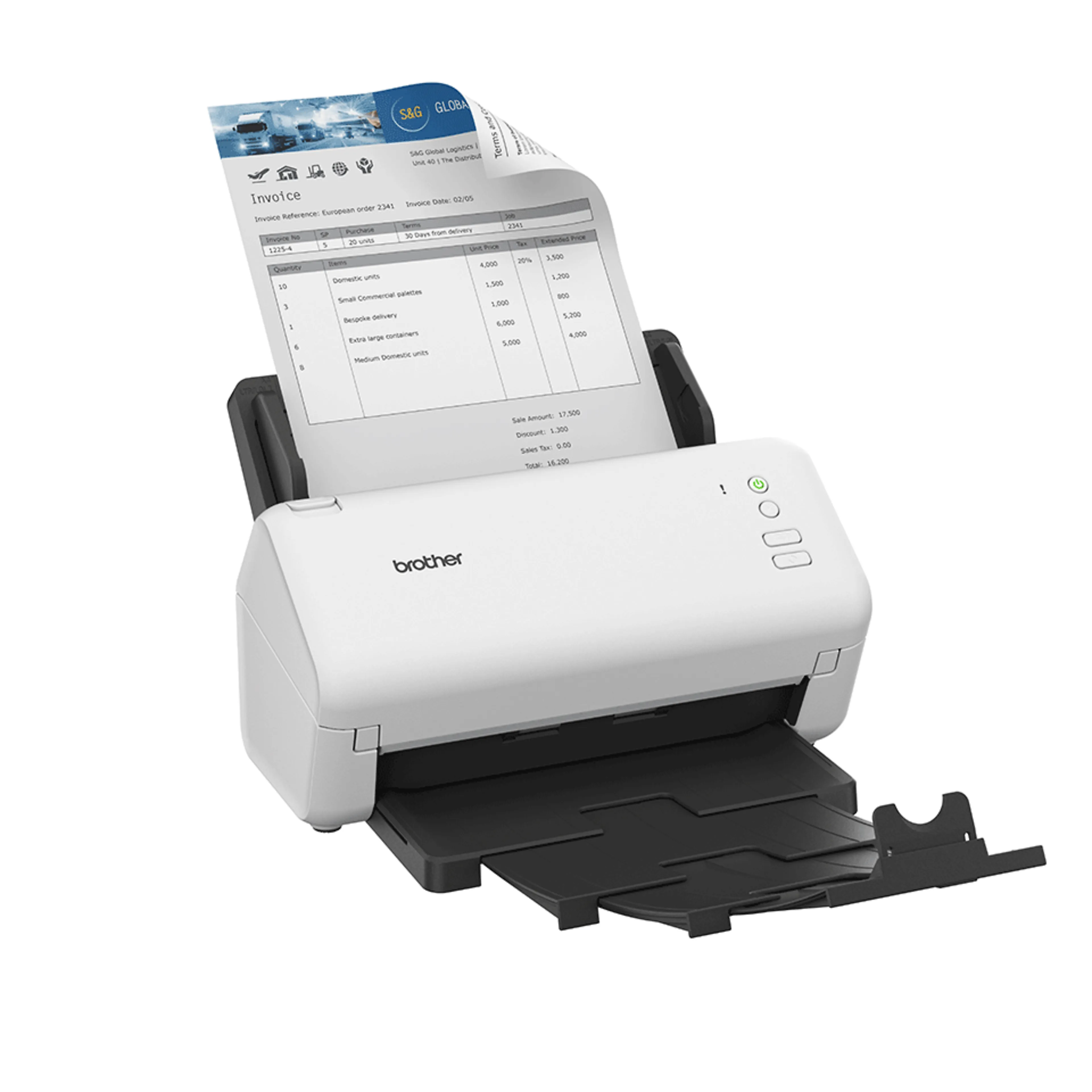 Brother desktopscanner ADS-4100 - dubbelzijdig scannen 35 ppm - 600 x 600 dpi - 512MB RAM - USB host ADF 60 vel