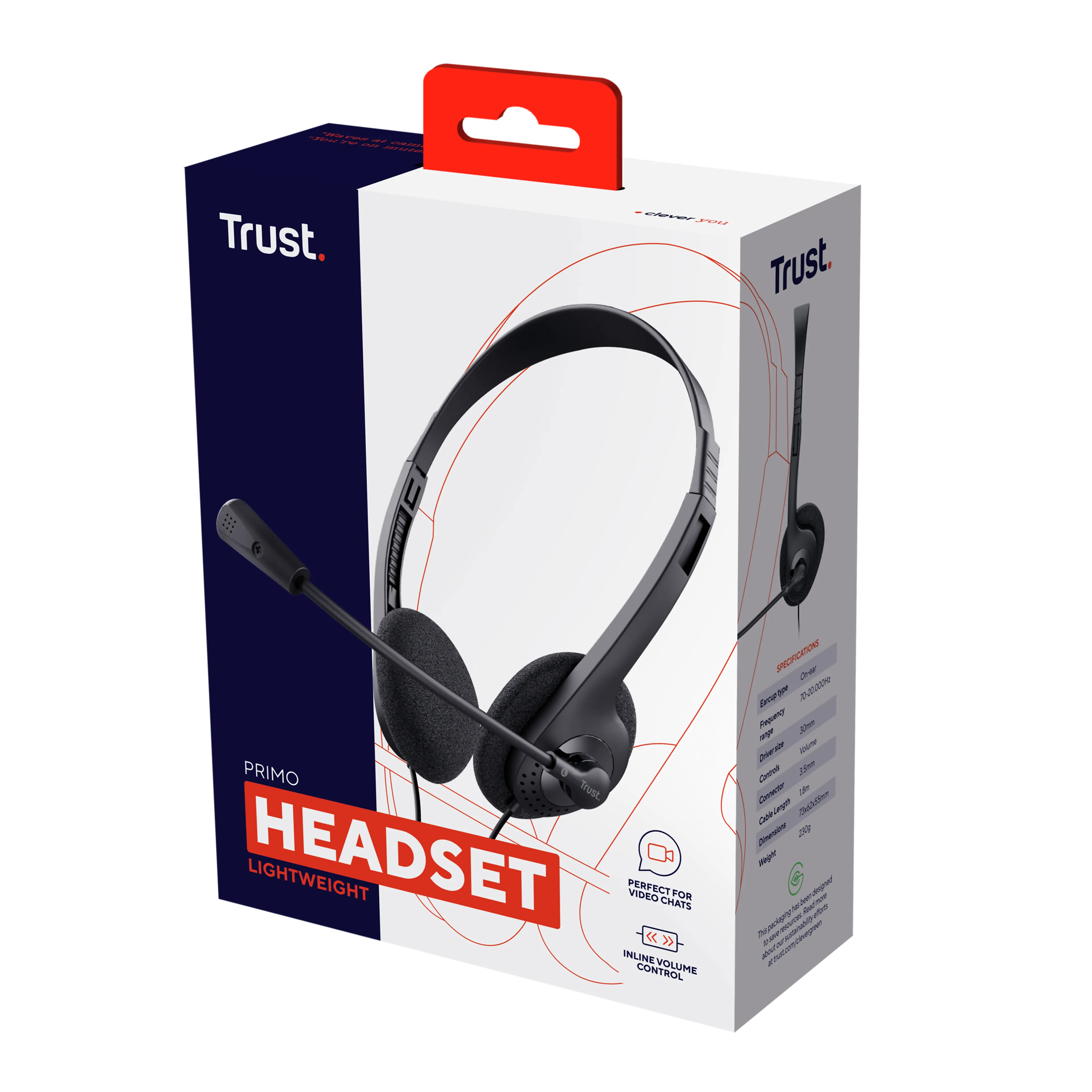 Trust headset Primo Chat Headset - verstelbare microfoon - zwart