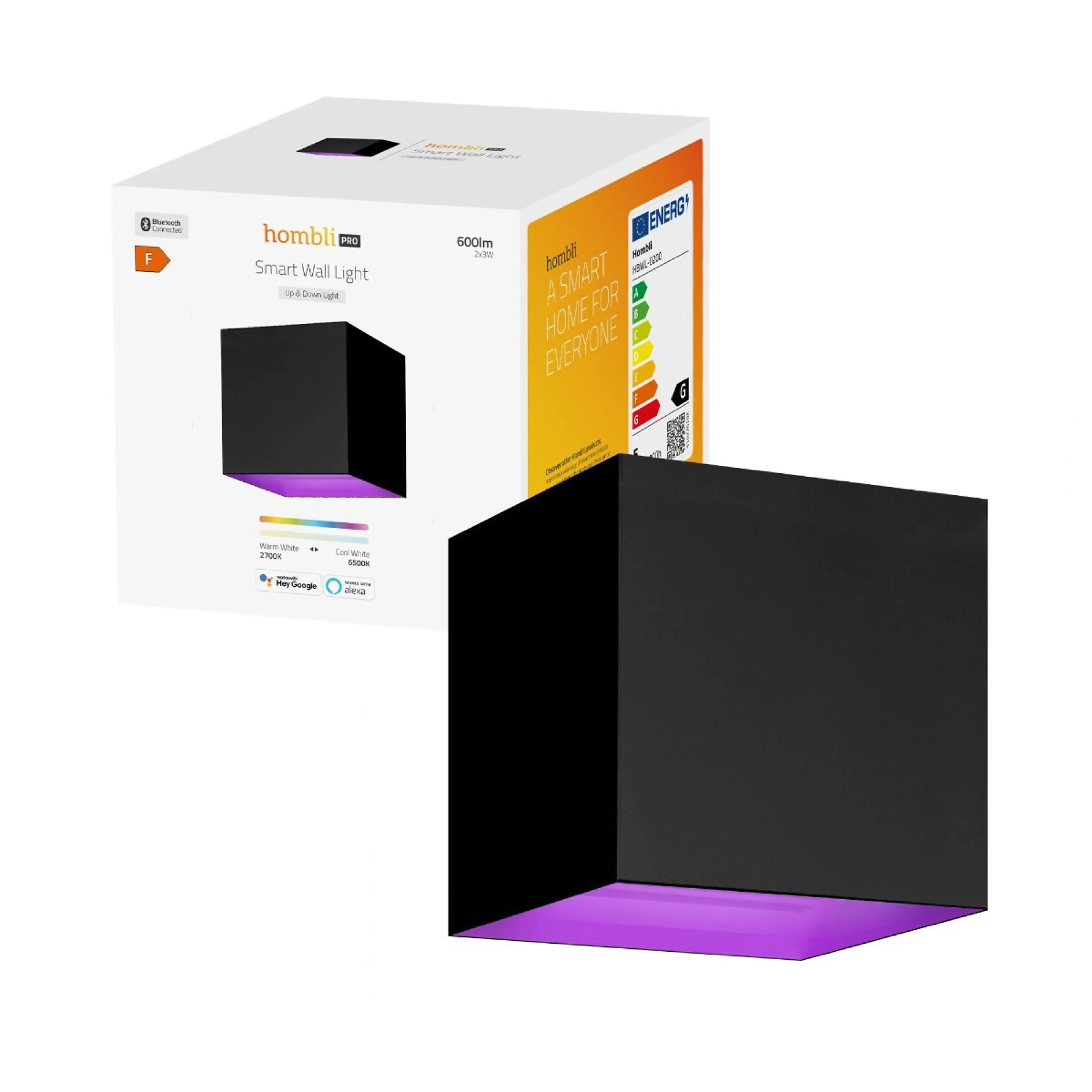 Hombli Smart Wall Light - noir - aluminium - IP54 - 600lm