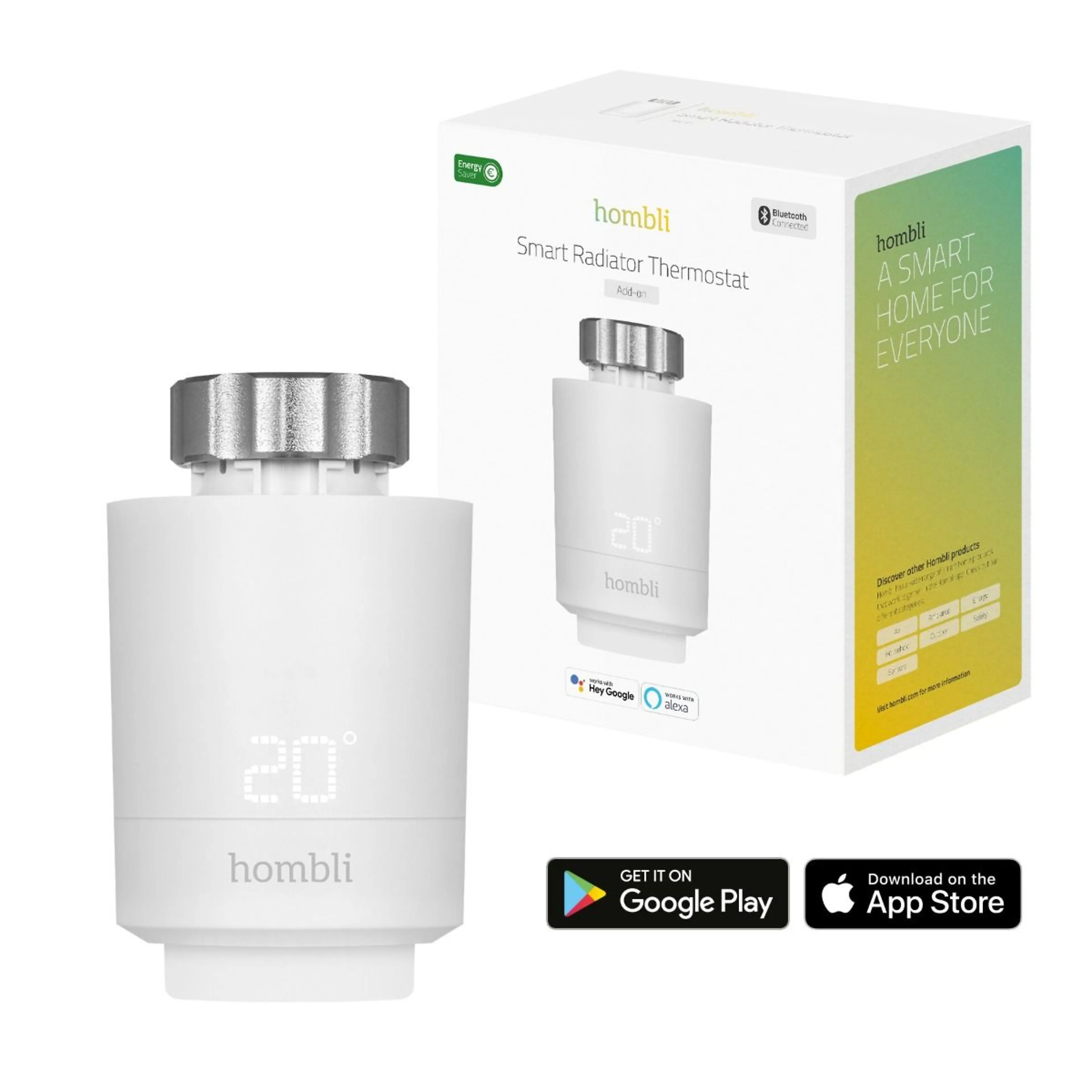 Hombli Smart BT Radiator Thermostat Add-on - bluetooth - IP21 - led display - M30 x 1.5 mm