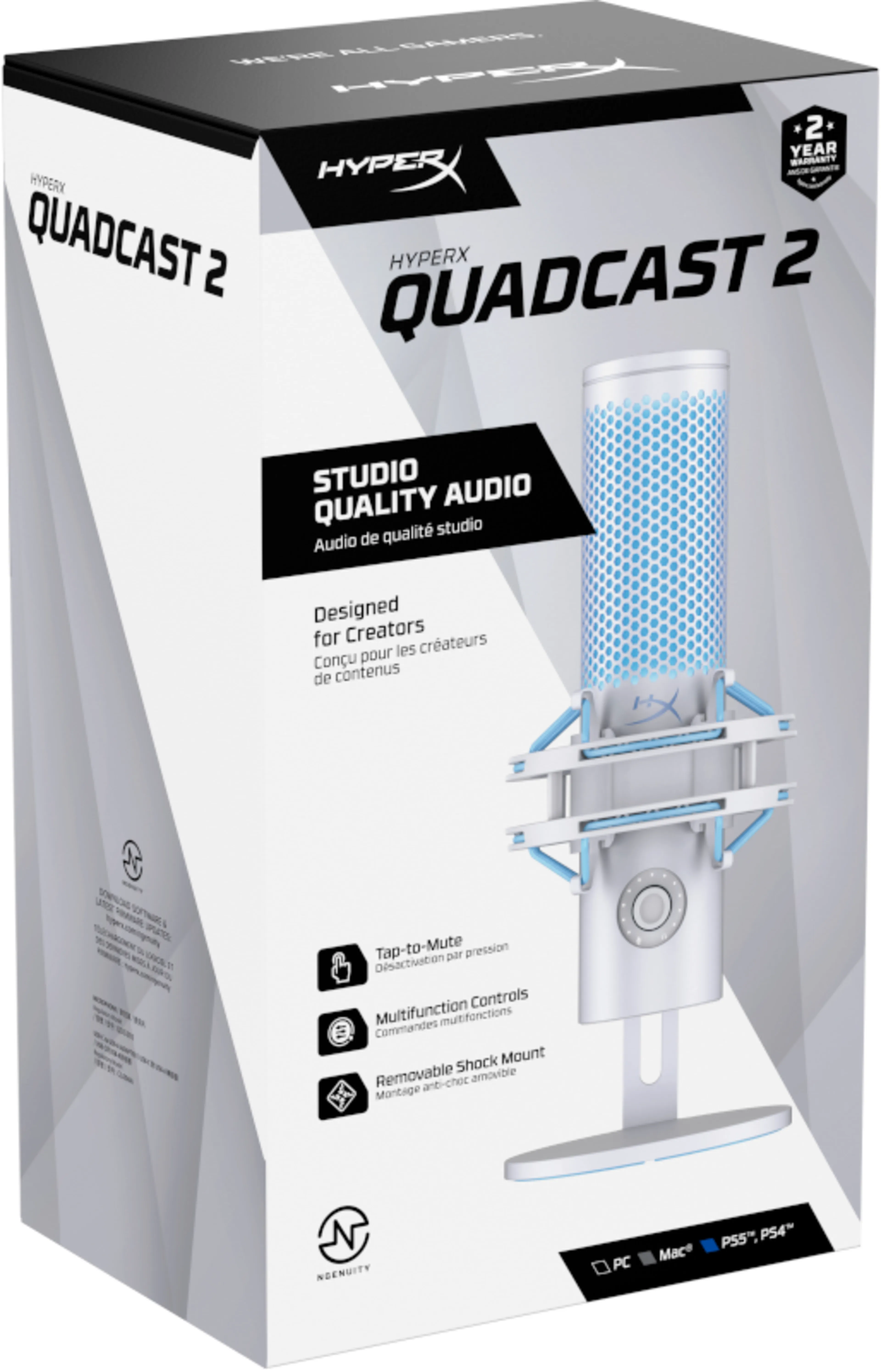 HP HyperX QuadCast 2 - microphone USB - aluminium - 24 bits 96 kHz - support antichoc
