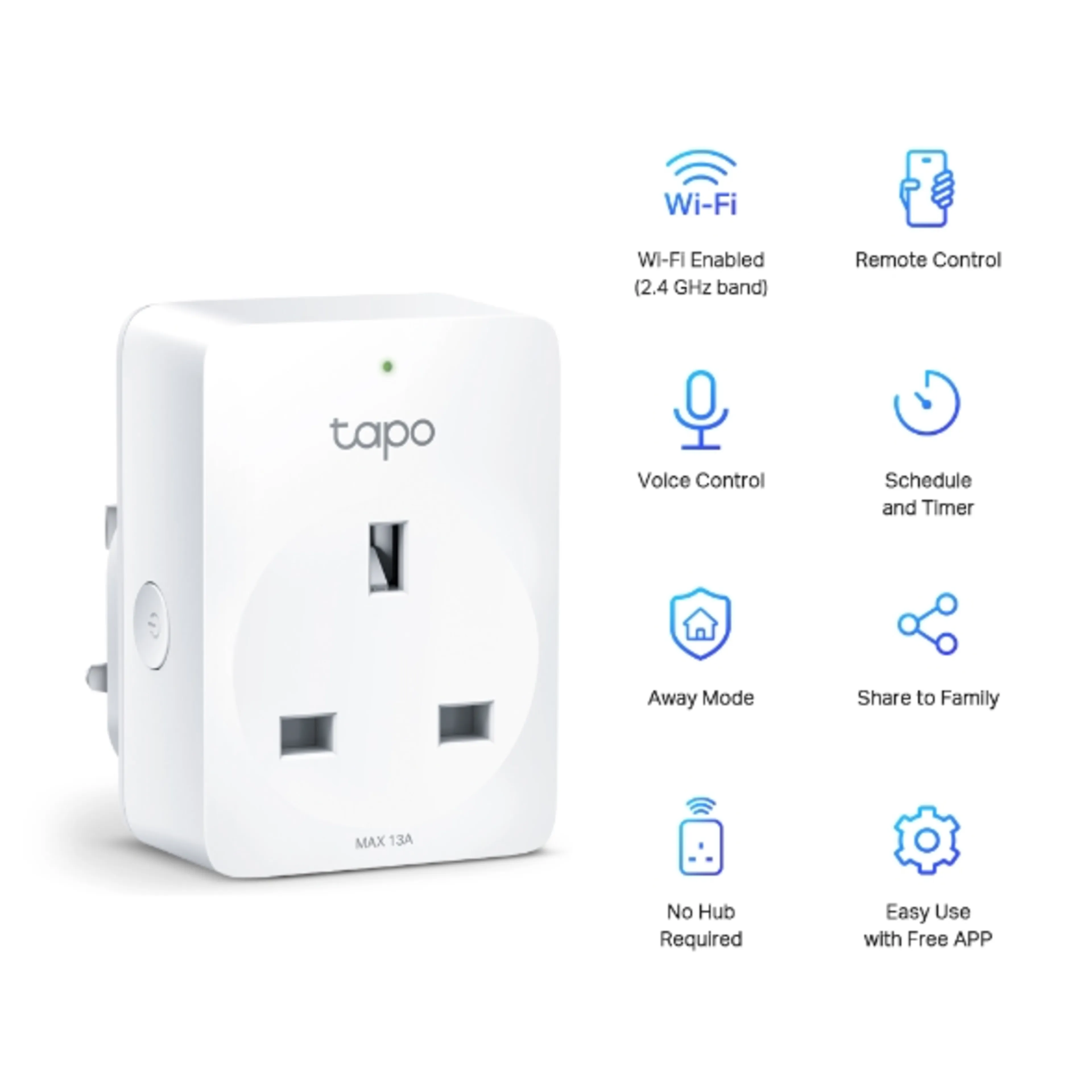 TP-Link Tapo P100 - Wi-Fi - Bluetooth 4.2 - 220-240 V - 13 A