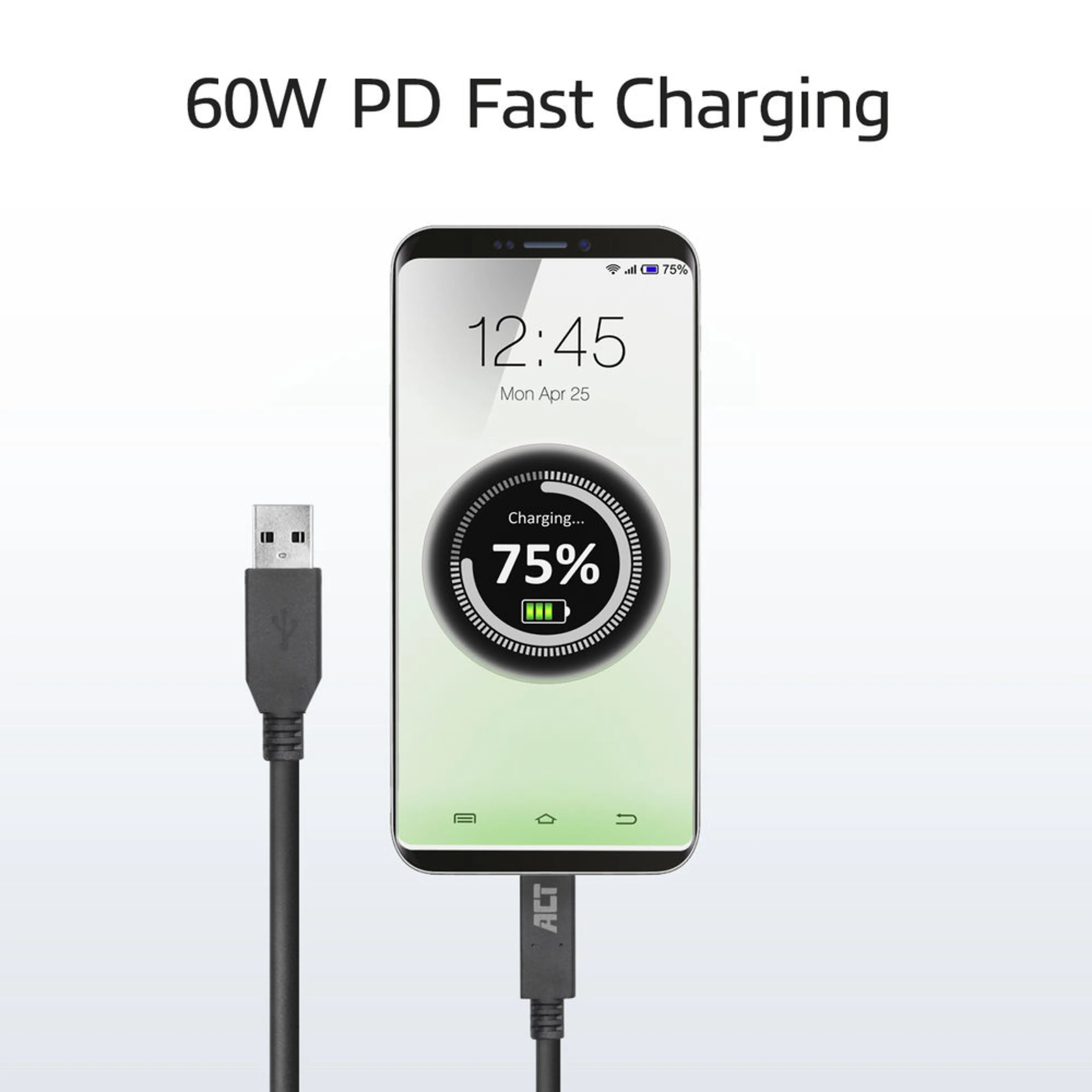 ACT Câble USB-A vers USB-C AC7417 - USB 3.2 Gen1 - 5Gbps - 60W - 2 mètres