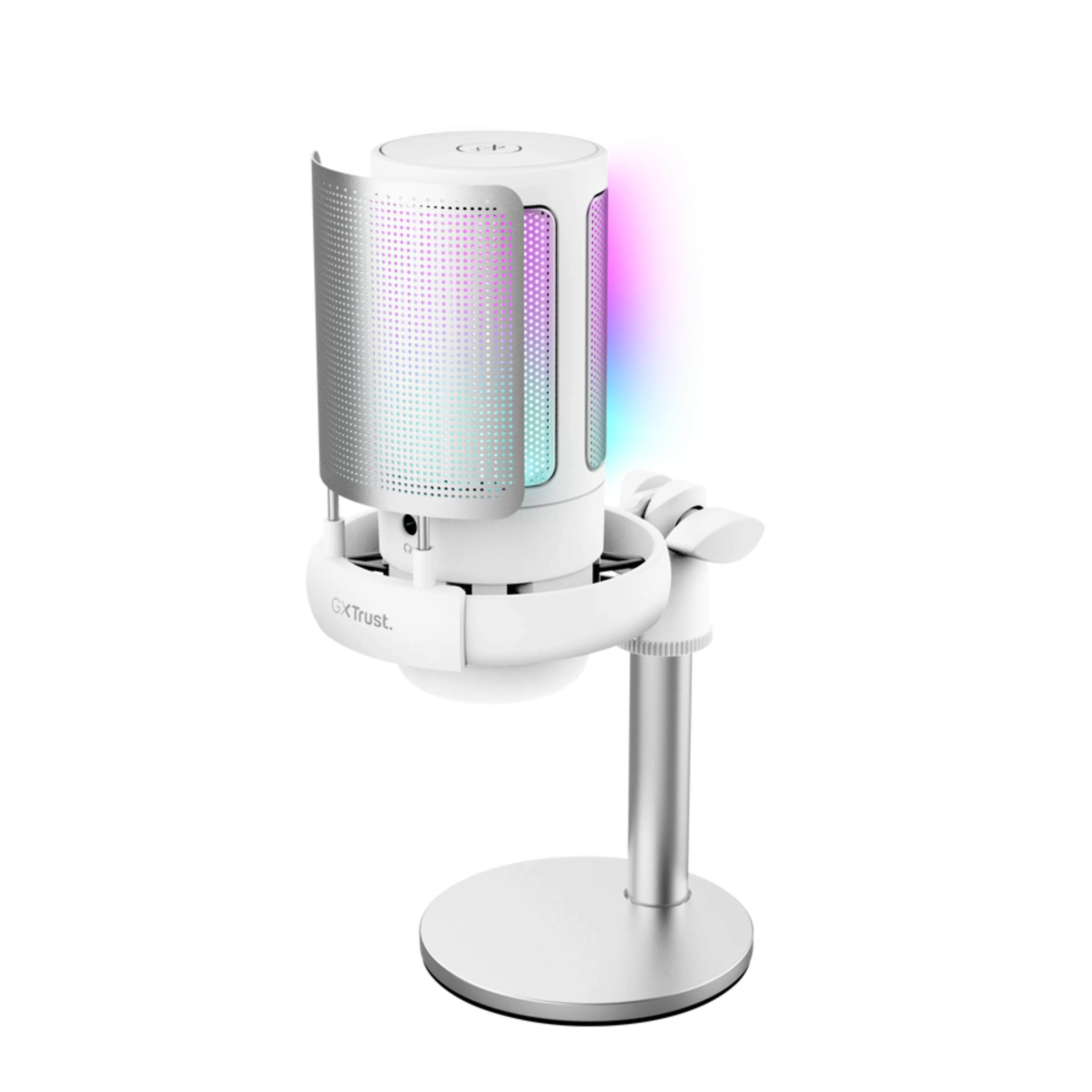 Trust GXT 238W Auron usb-microfoon - wit - verlicht - met metalen standaard
