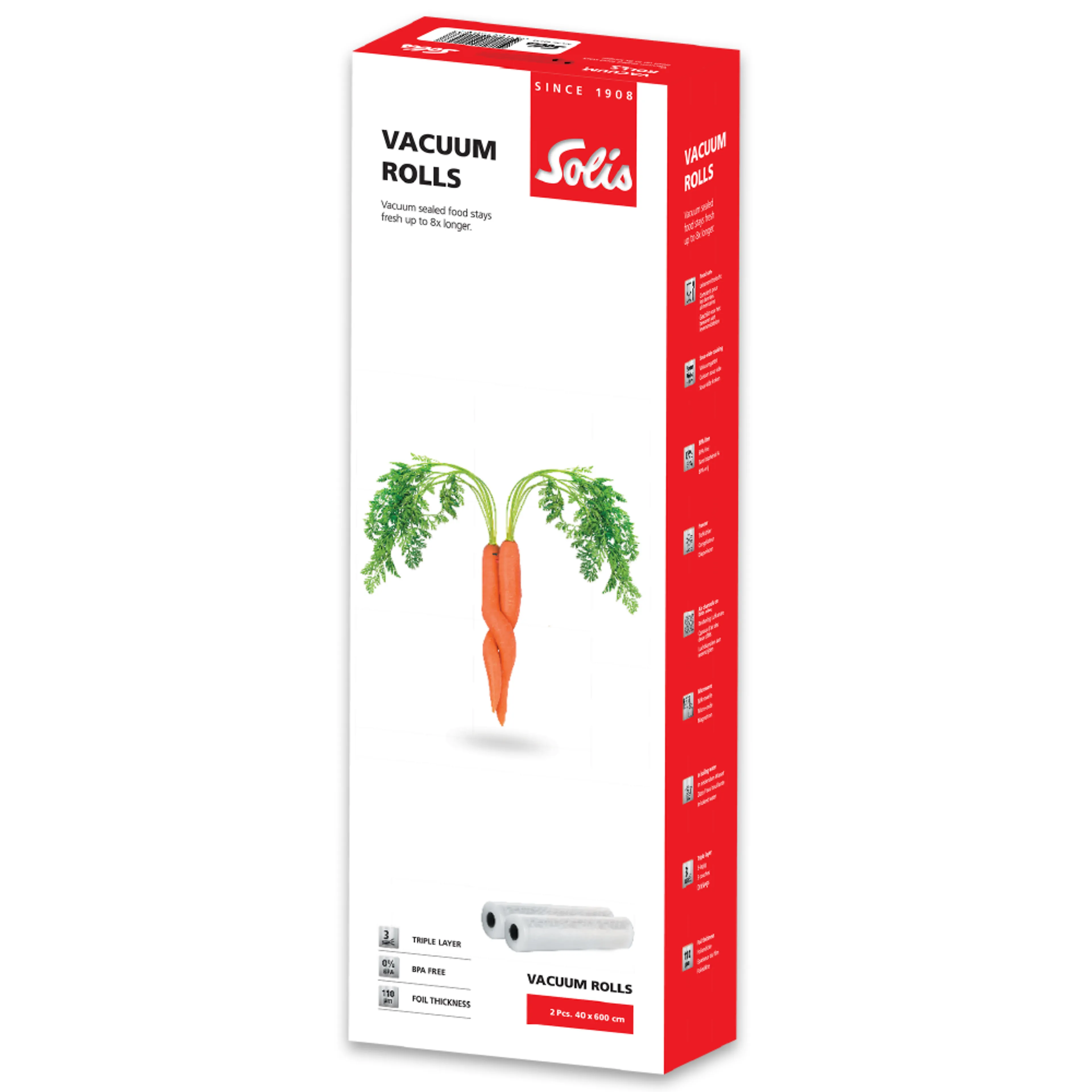 Solis vacuümrollen 40 cm x 600 cm - 2 rollen - 110 μm dik - BPA-vrij