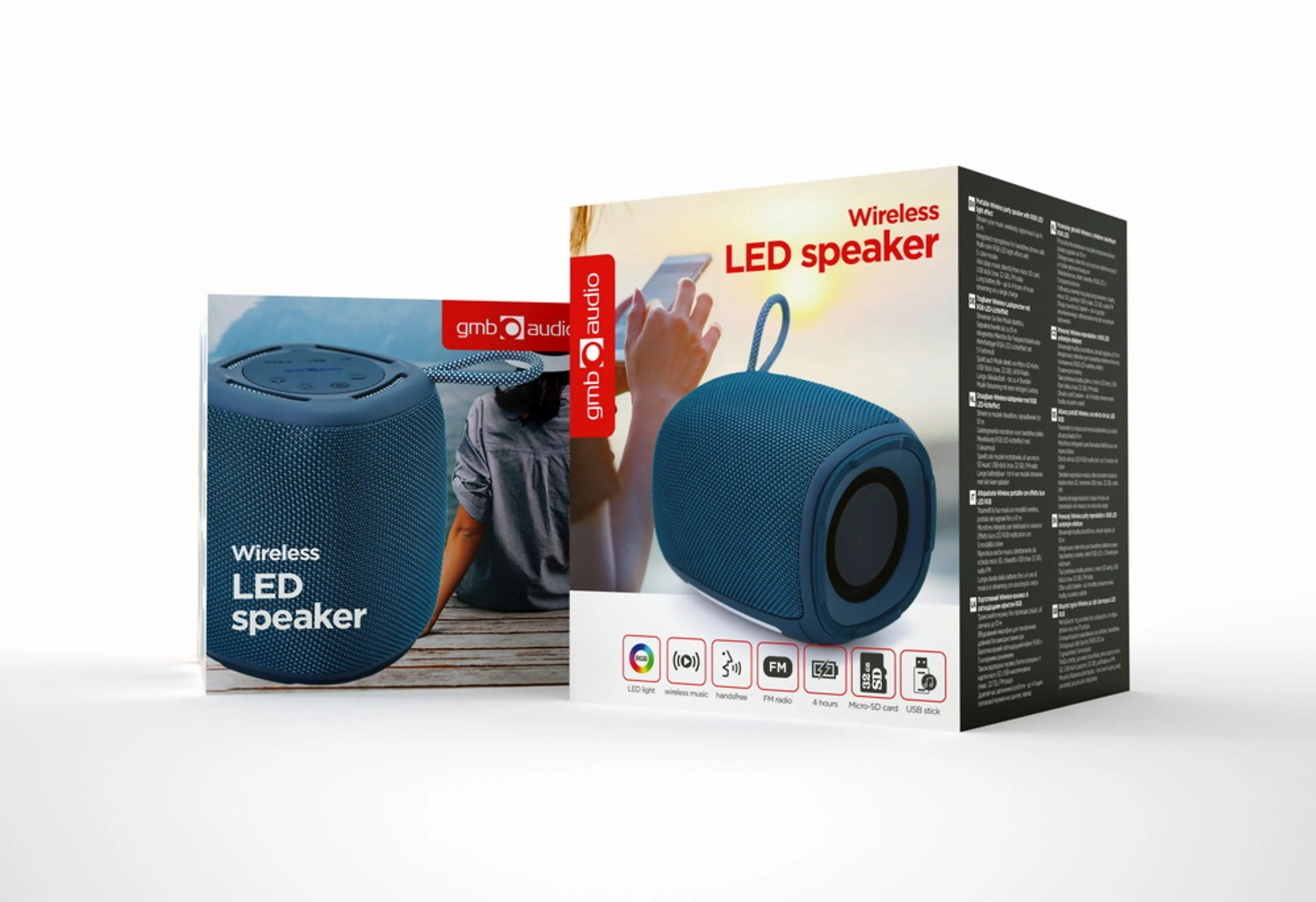 Gembird Haut-parleur BT SPK-BT-LED-03-B - Bluetooth - micro intégré - effet lumineux led rvb - entrée AUX