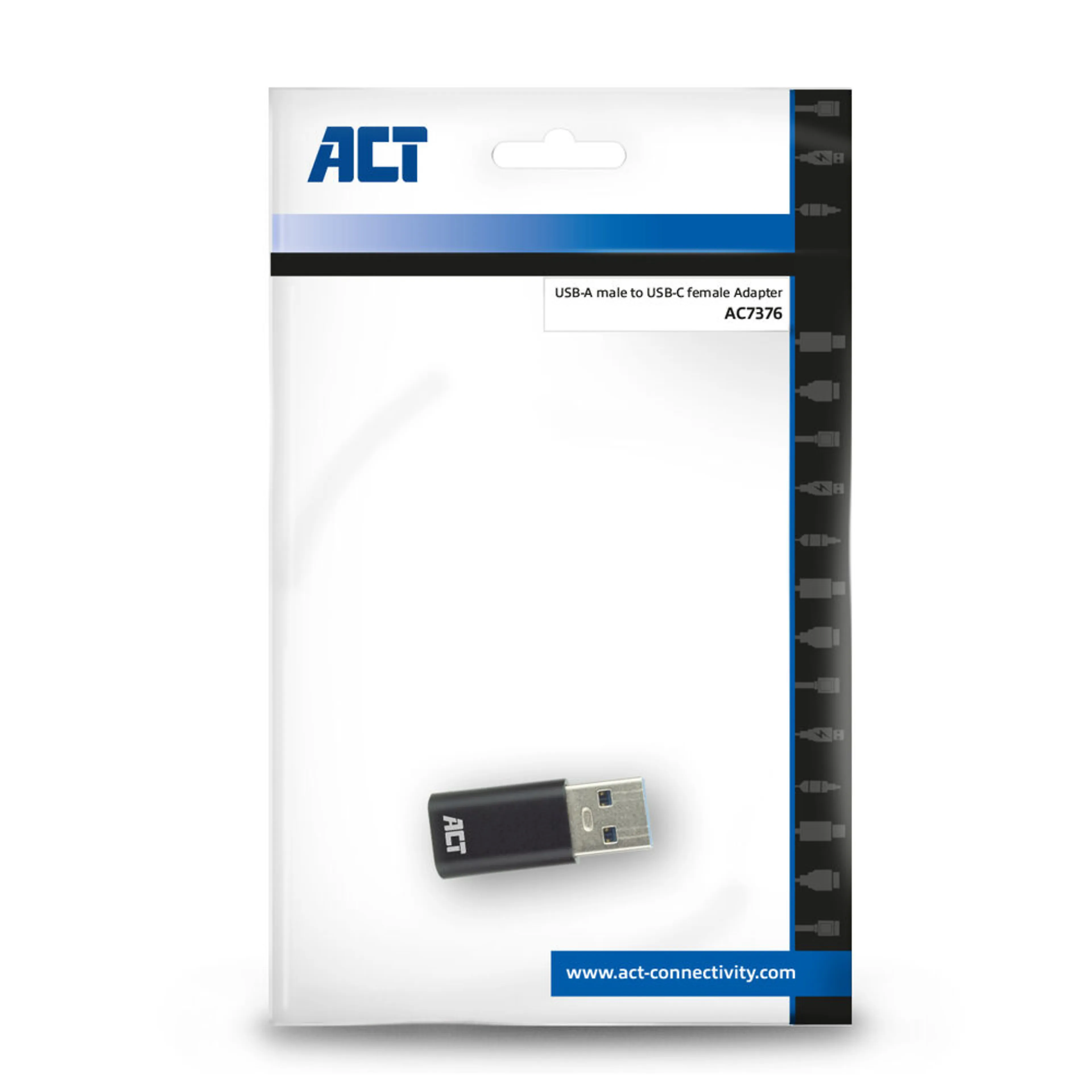 ACT USB-A naar USB-C adapter AC7376 - USB 3.2 Gen1 - aluminium - compact