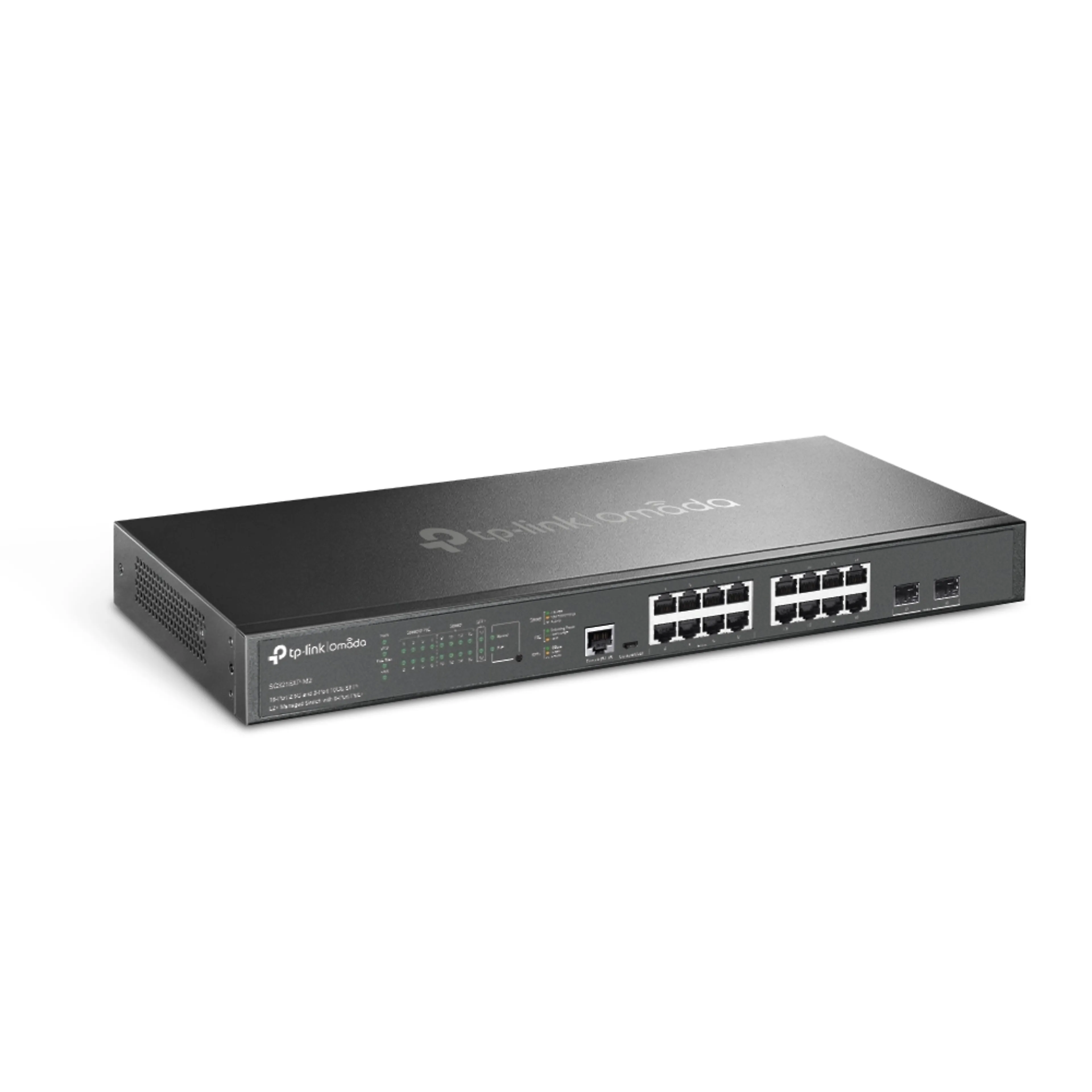 TP-Link Omada SG3218XP-M2 - 16x 2.5 Gbps PoE+ Poorten - 2x 10G SFP+ Slots - 250W PoE Budget - Managed Switch