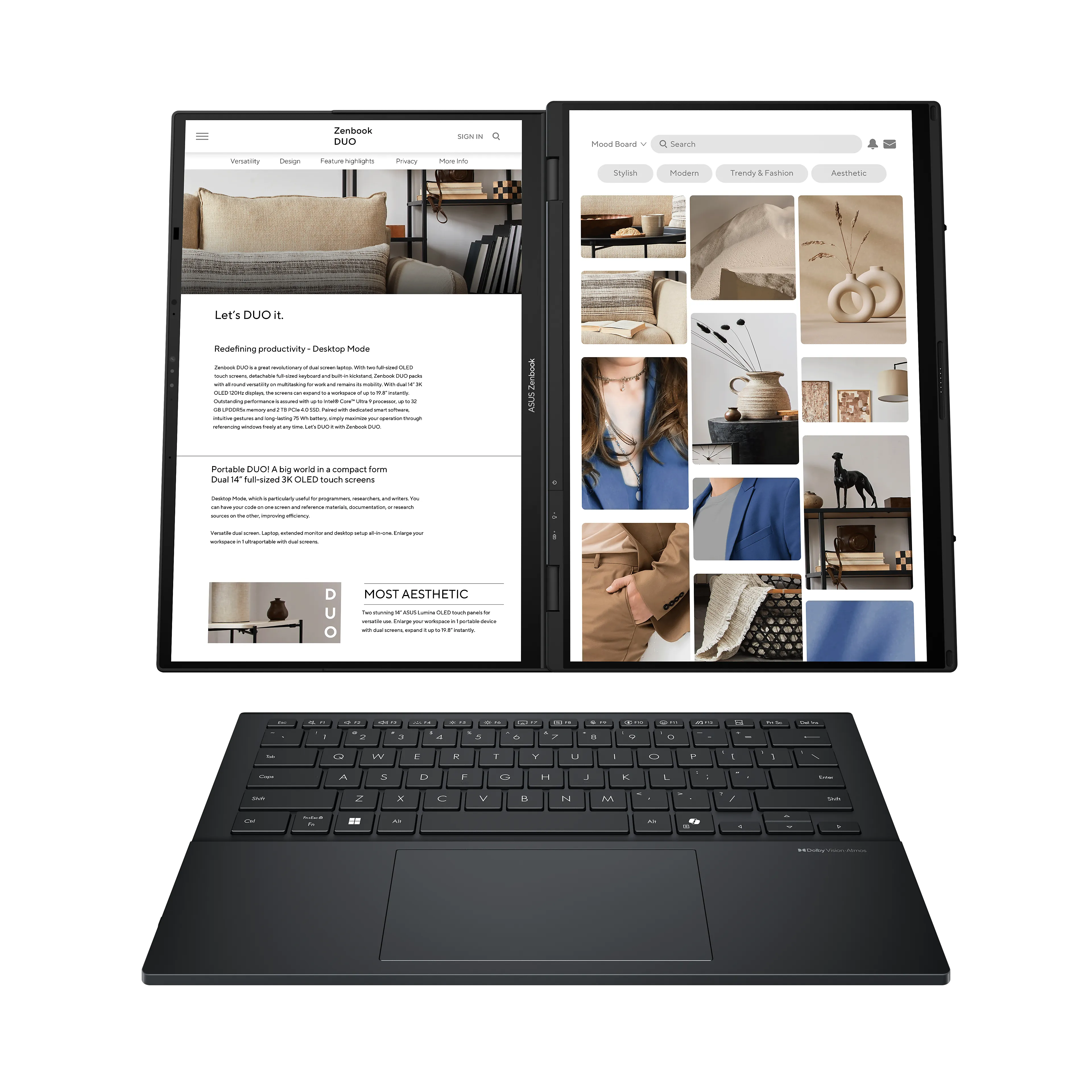 Asus Zenbook UX8406CA-QL038W duo - 14" OLED tactile - Intel Core Ultra 7 - 32Go RAM - 1To SSD