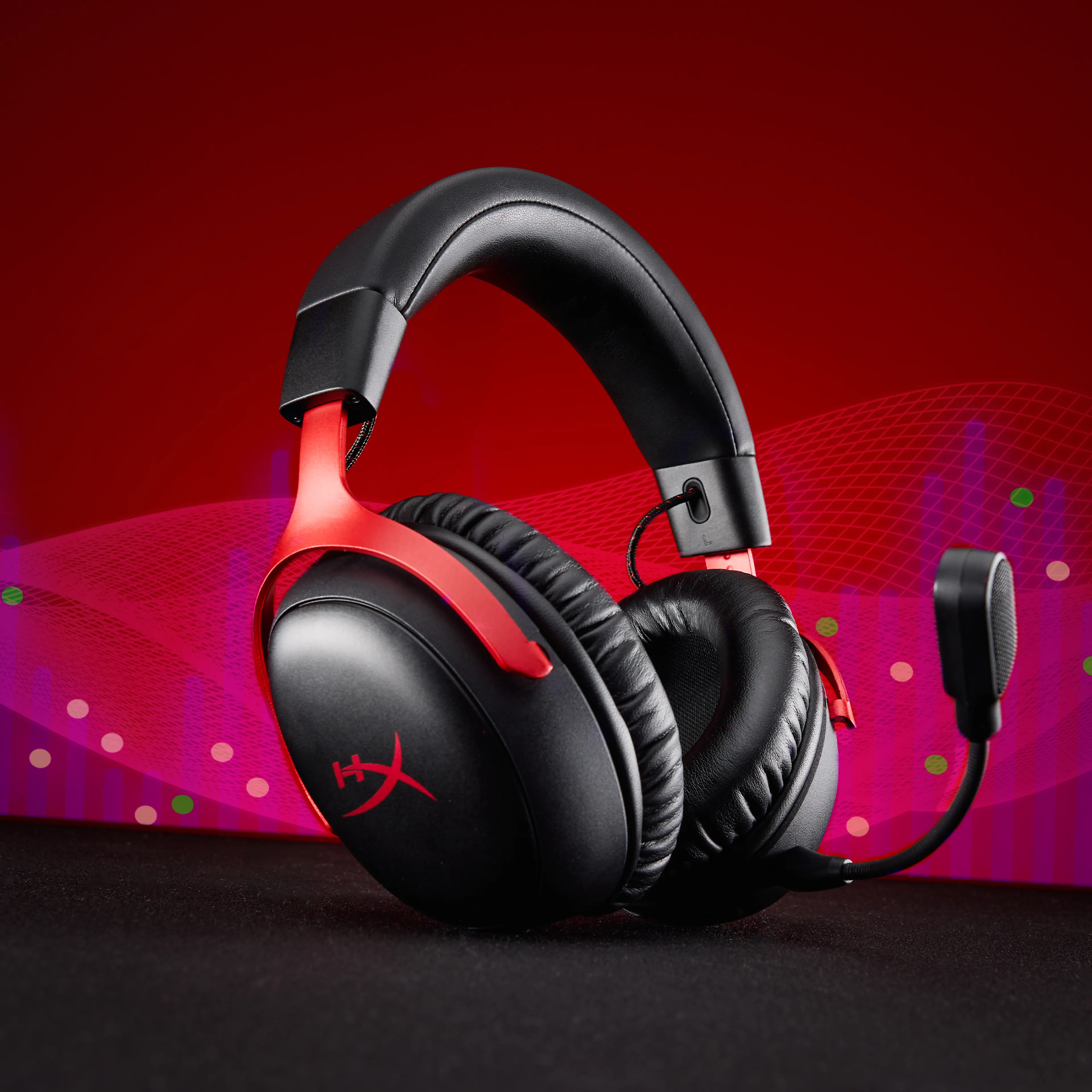 HP HyperX Cloud III S Wireless - draadloos - microfoon - rood/zwart